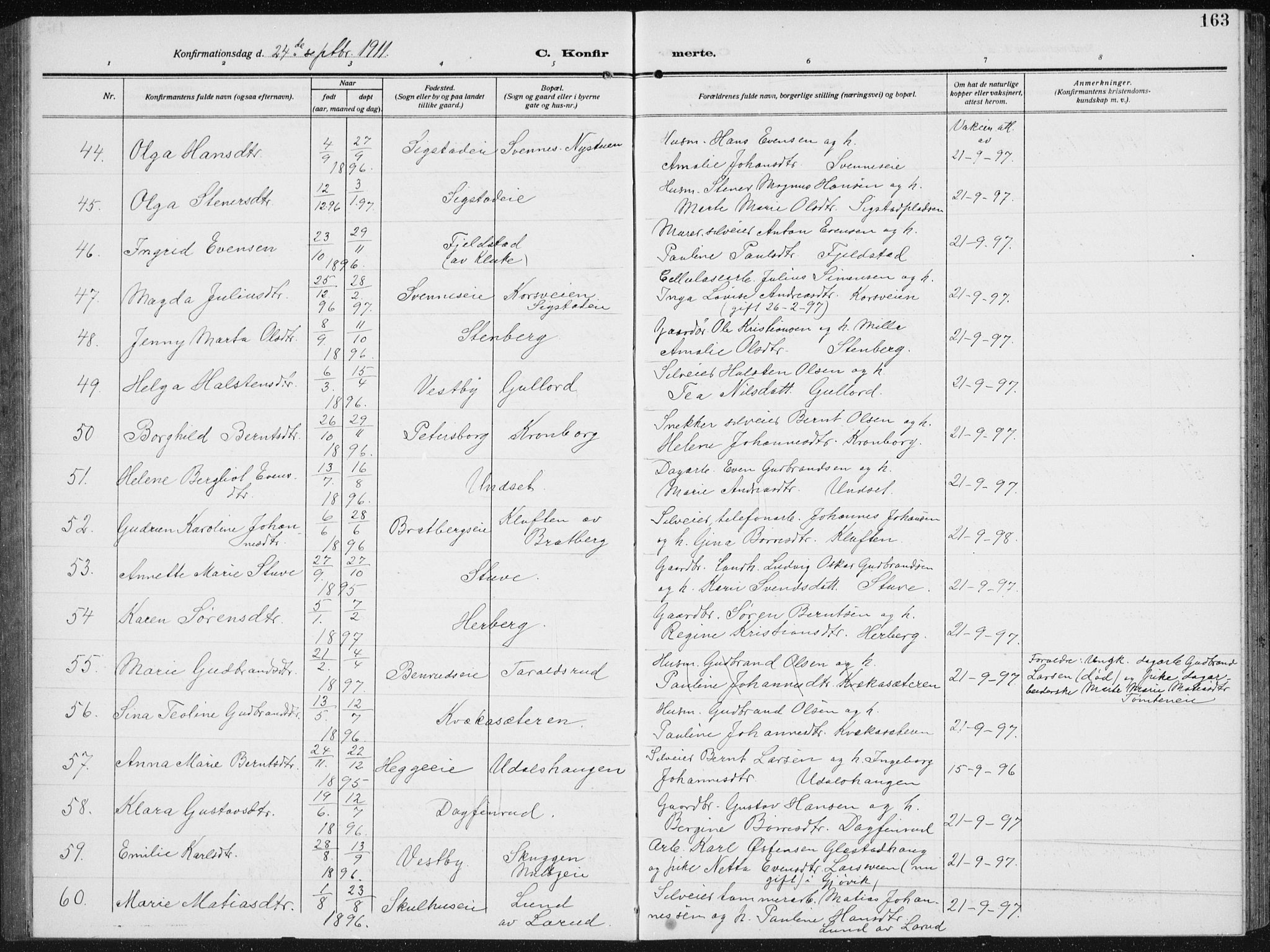 Biri prestekontor, AV/SAH-PREST-096/H/Ha/Hab/L0006: Parish register (copy) no. 6, 1909-1938, p. 163