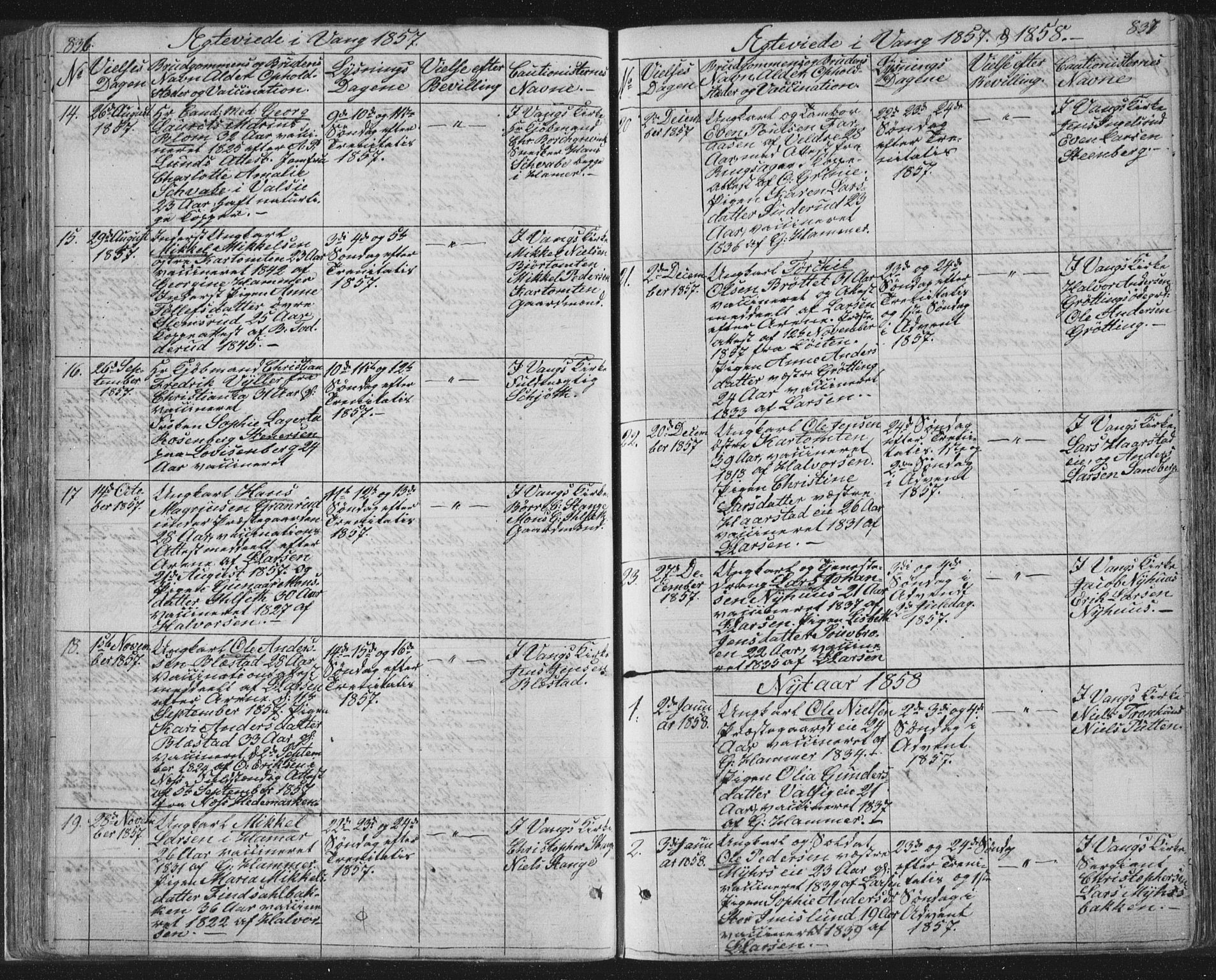 Vang prestekontor, Hedmark, SAH/PREST-008/H/Ha/Hab/L0010B: Parish register (copy) no. 10b, 1854-1896, p. 836-837
