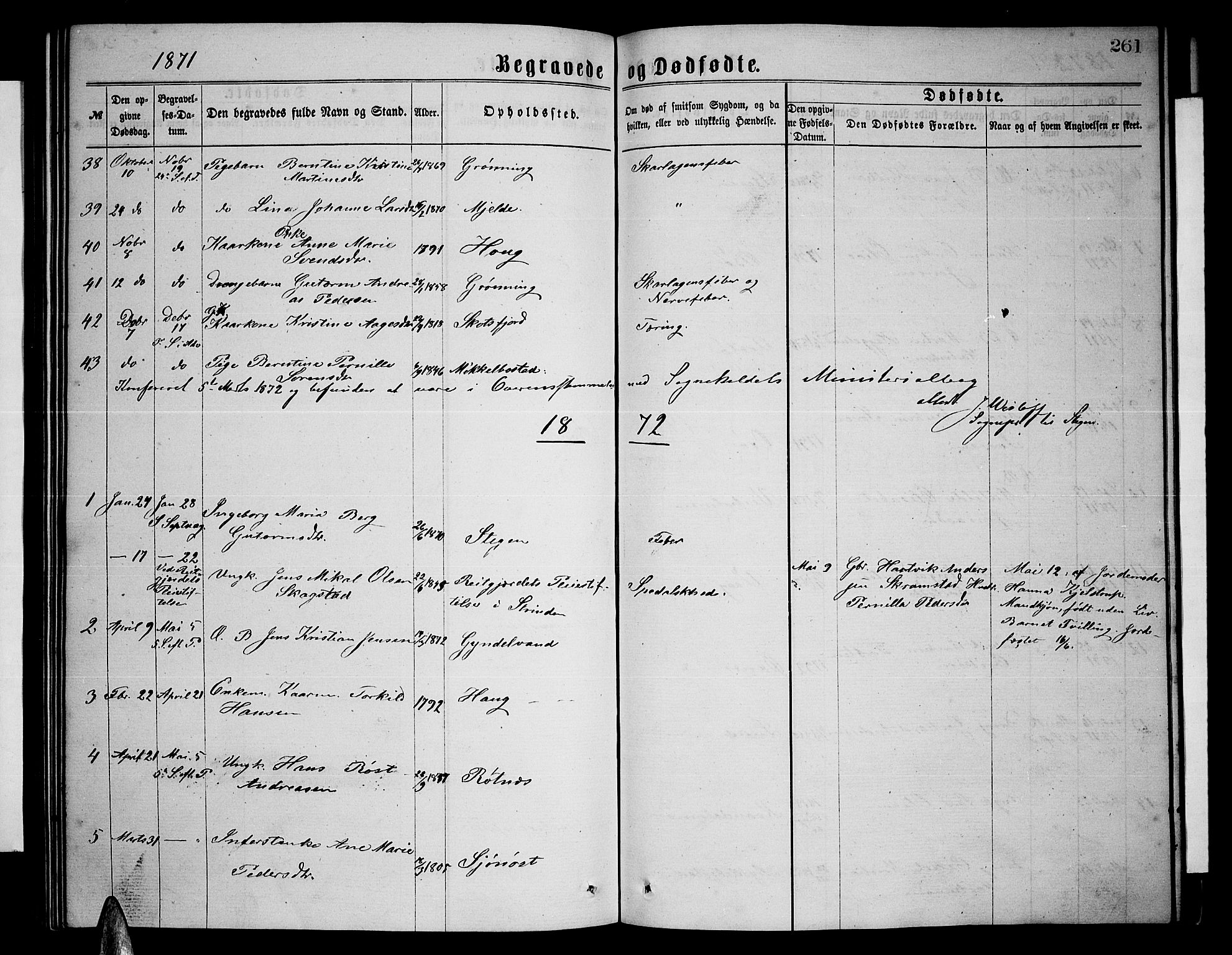 Ministerialprotokoller, klokkerbøker og fødselsregistre - Nordland, AV/SAT-A-1459/855/L0815: Parish register (copy) no. 855C04, 1865-1878, p. 261