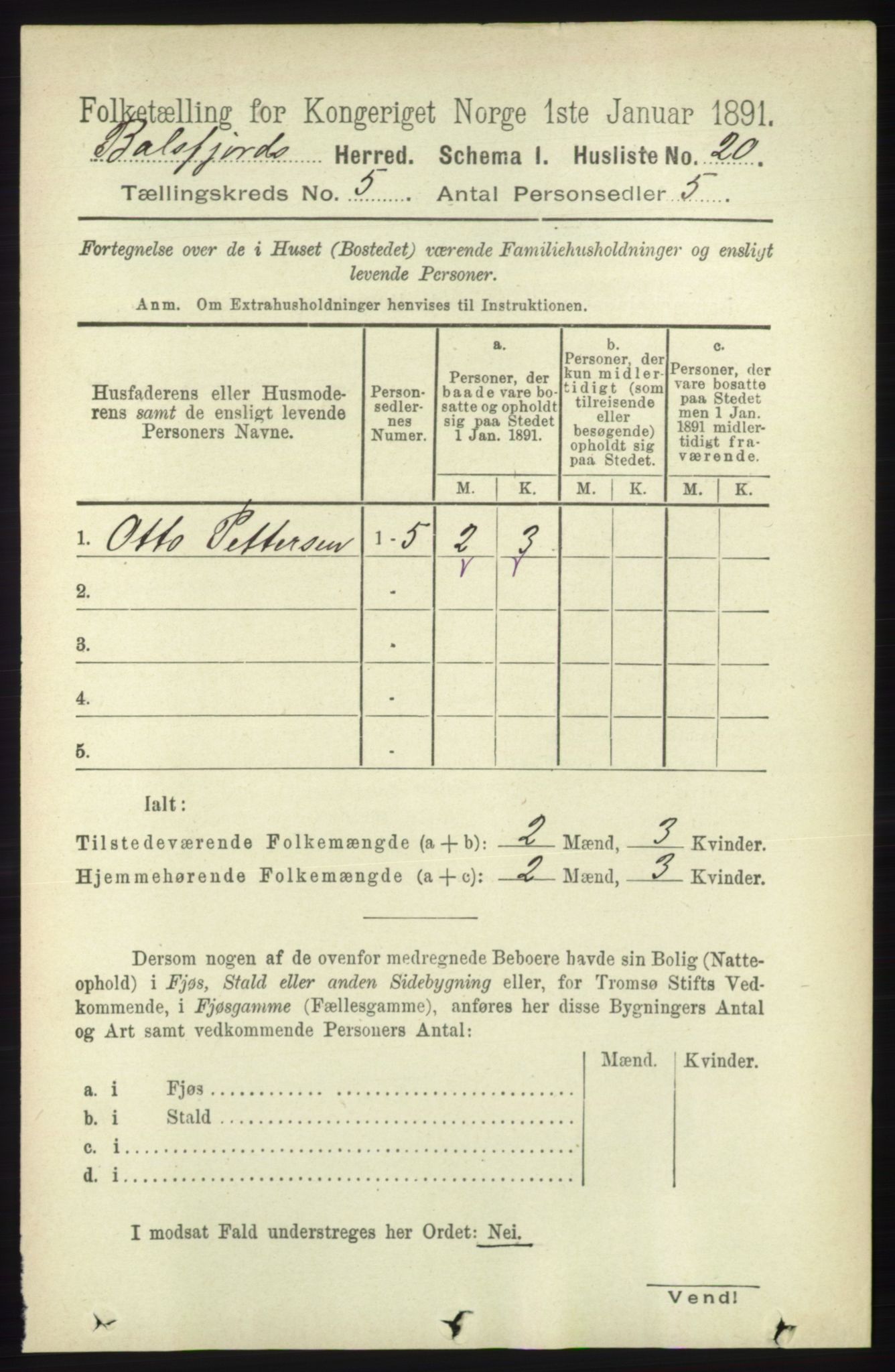 RA, 1891 census for 1933 Balsfjord, 1891, p. 1425