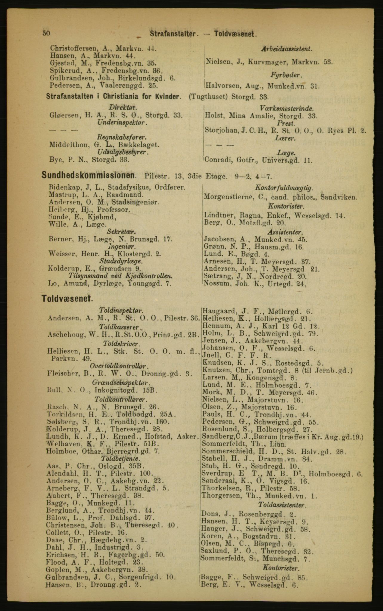 Kristiania/Oslo adressebok, PUBL/-, 1891, p. 50