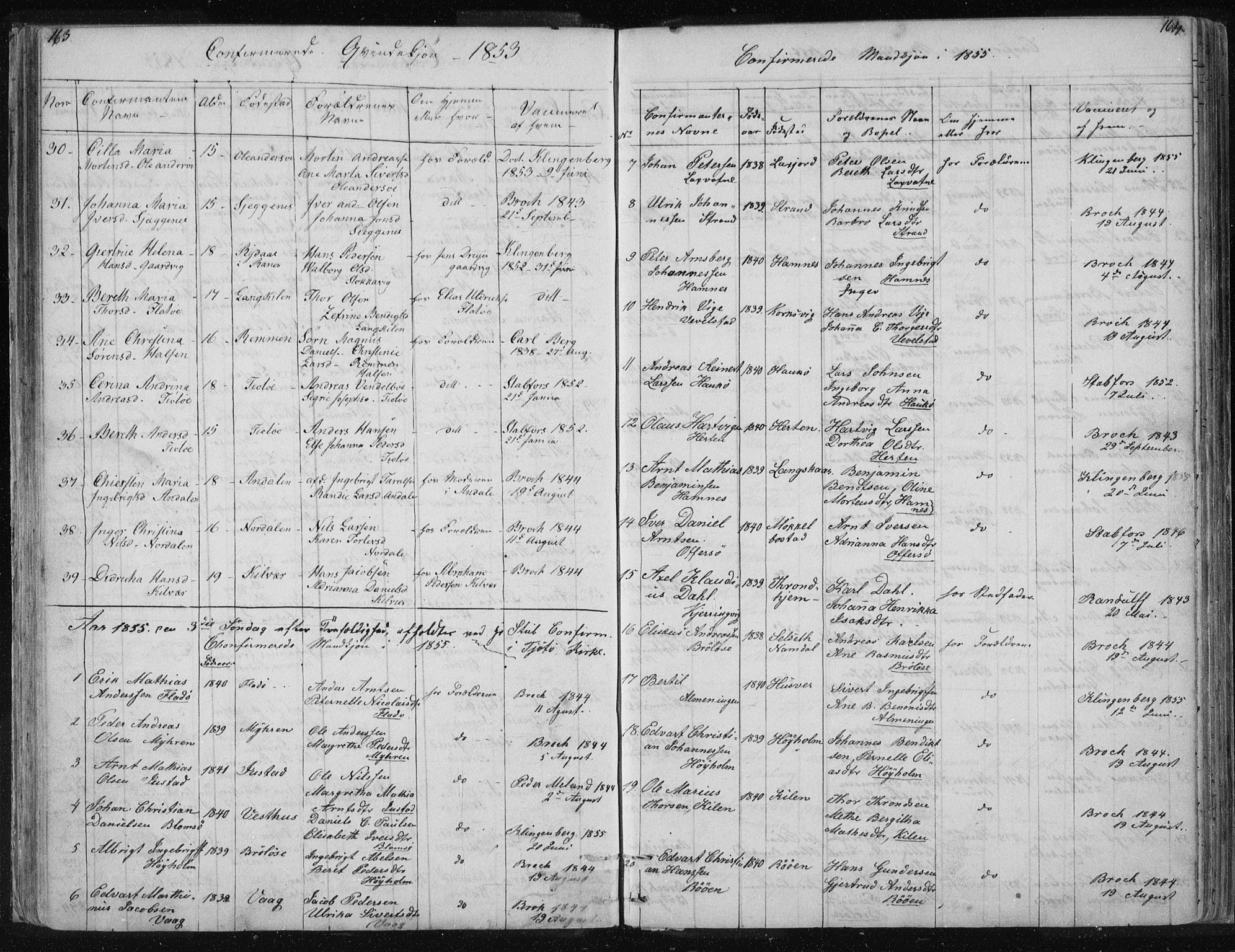 Ministerialprotokoller, klokkerbøker og fødselsregistre - Nordland, AV/SAT-A-1459/817/L0266: Parish register (copy) no. 817C01, 1841-1869, p. 163-164