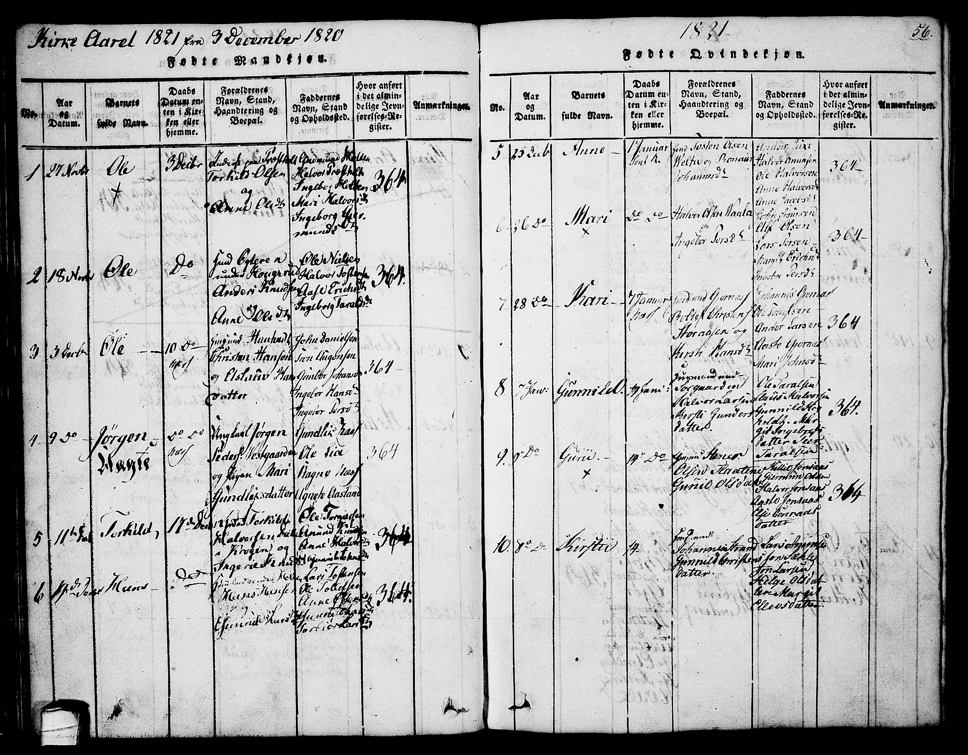 Sauherad kirkebøker, SAKO/A-298/G/Ga/L0001: Parish register (copy) no. I 1, 1815-1827, p. 56