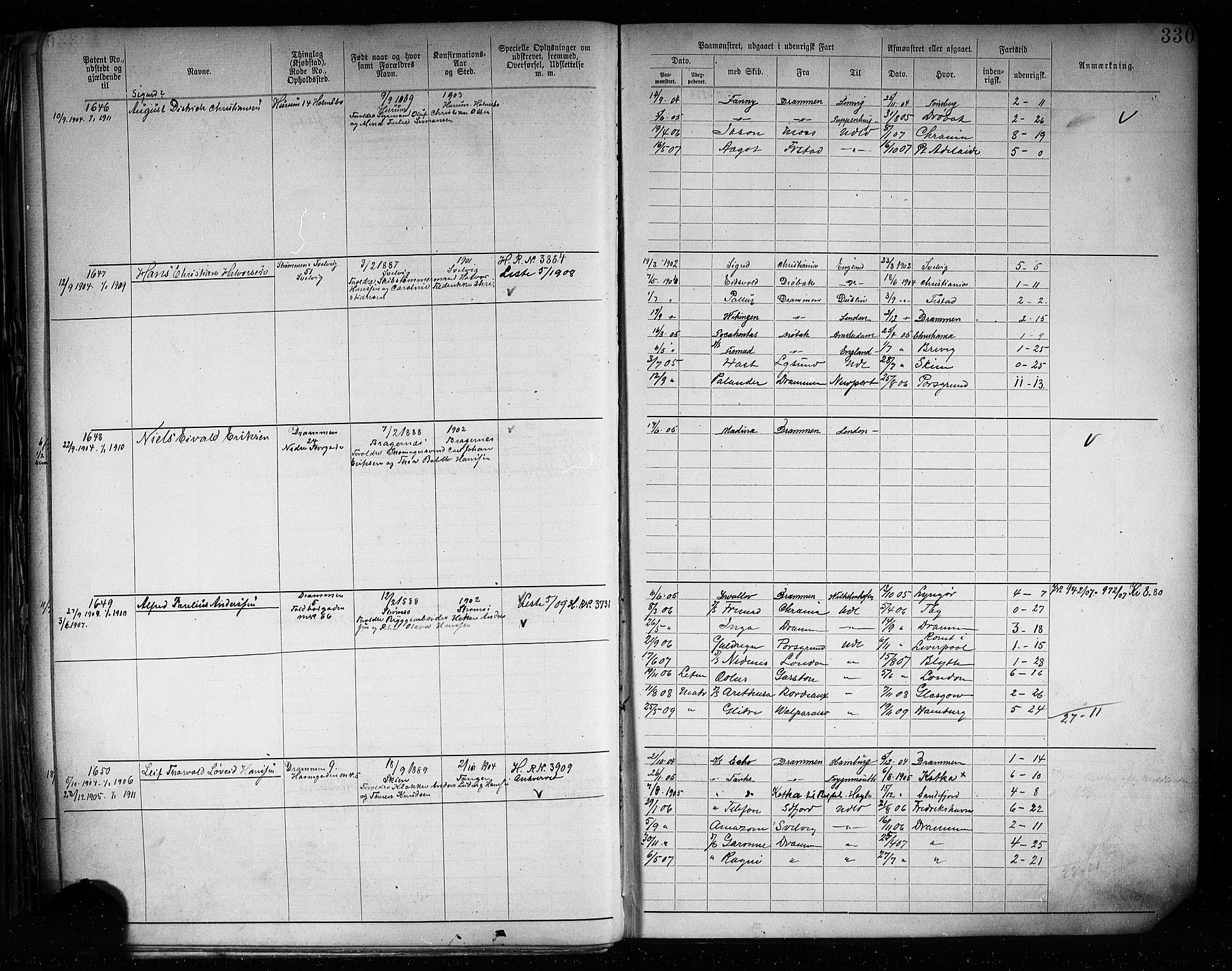 Drammen innrulleringsdistrikt, SAKO/A-781/F/Fb/L0005: Annotasjonsrulle, 1894-1905, p. 333