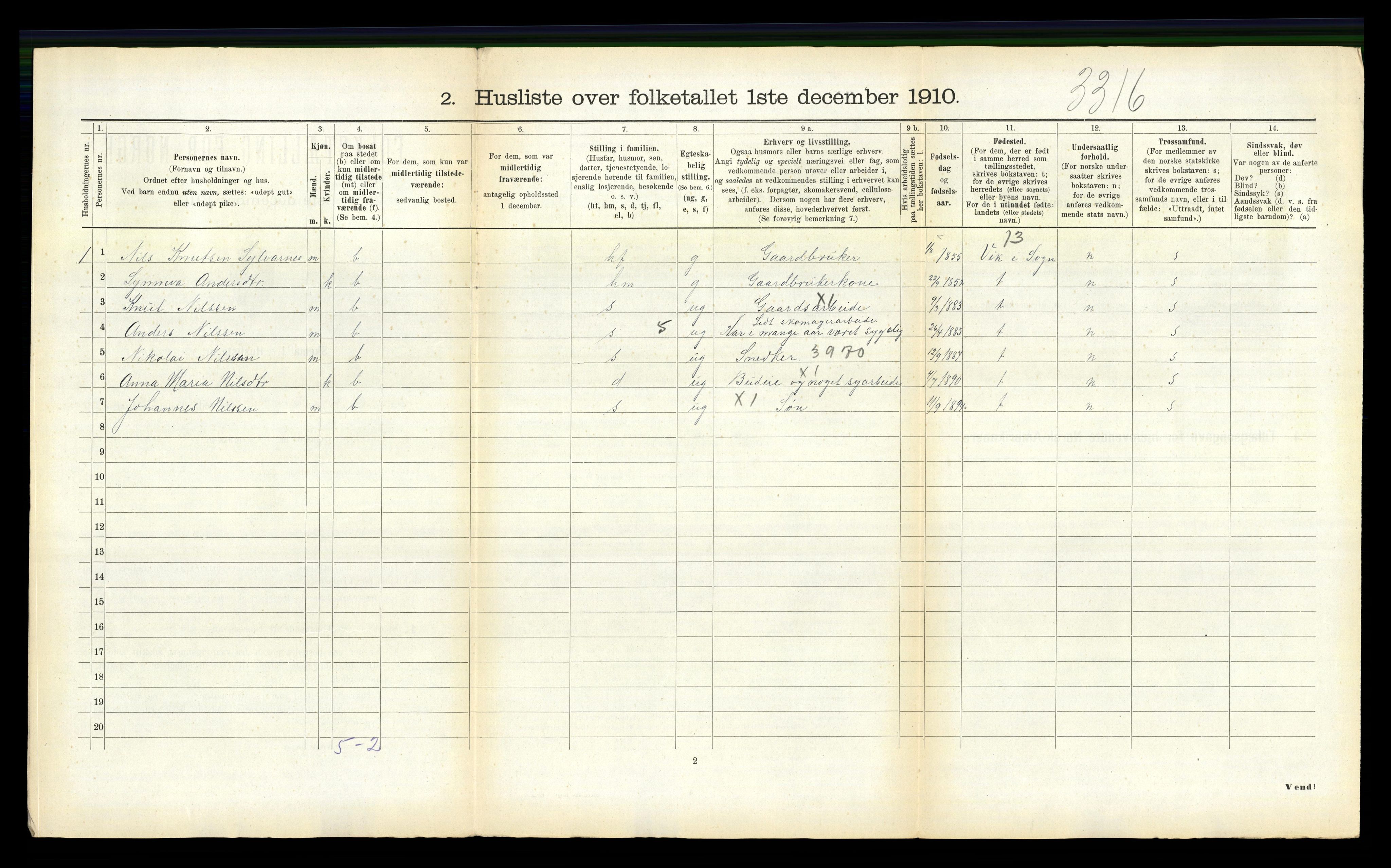 RA, 1910 census for Balestrand, 1910, p. 755