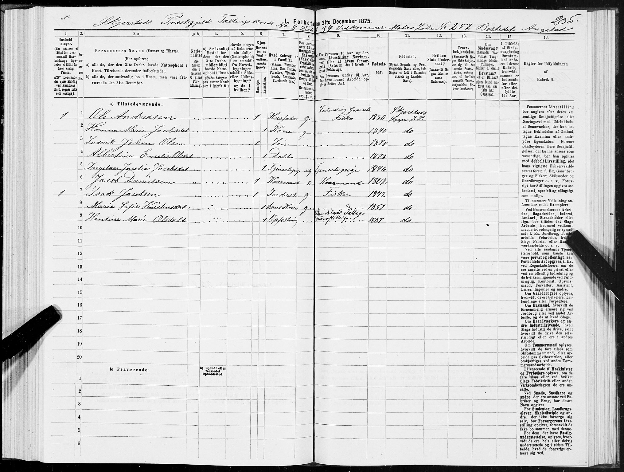 SAT, 1875 census for 1842P Skjerstad, 1875, p. 4205