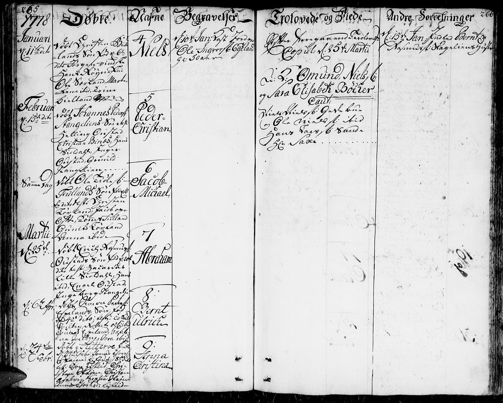 Herad sokneprestkontor, AV/SAK-1111-0018/F/Fa/Faa/L0001: Parish register (official) no. A 1 /1, 1768-1799, p. 265-266