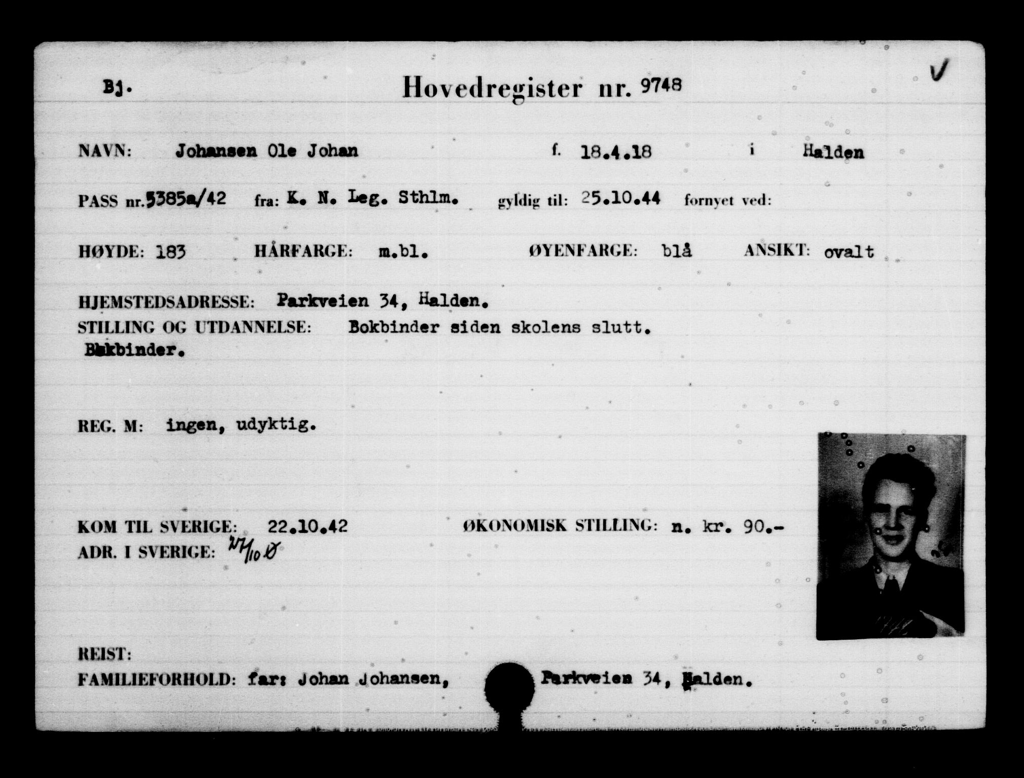 Den Kgl. Norske Legasjons Flyktningskontor, AV/RA-S-6753/V/Va/L0006: Kjesäterkartoteket.  Flyktningenr. 9400-12711, 1940-1945, p. 392