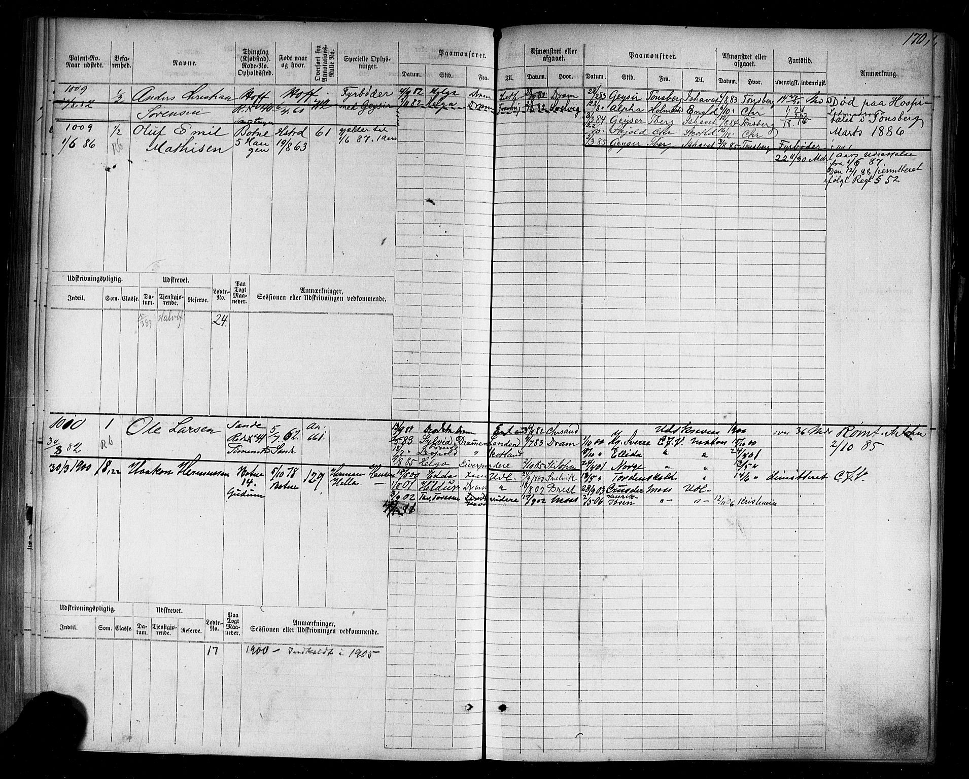 Holmestrand innrulleringskontor, SAKO/A-1151/F/Fc/L0003: Hovedrulle, 1872-1921, p. 175