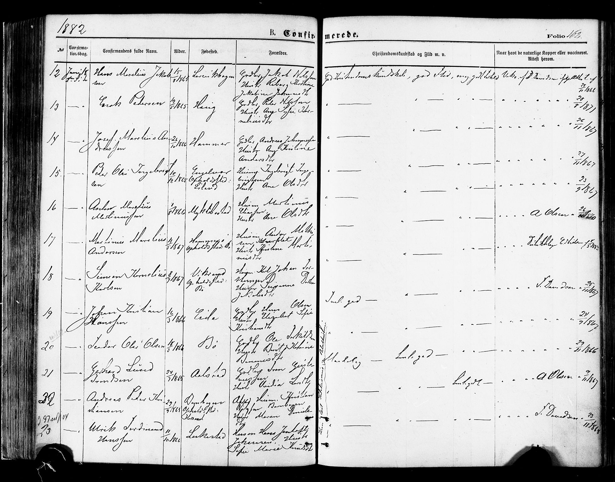 Ministerialprotokoller, klokkerbøker og fødselsregistre - Nordland, SAT/A-1459/855/L0802: Parish register (official) no. 855A10, 1875-1886, p. 162