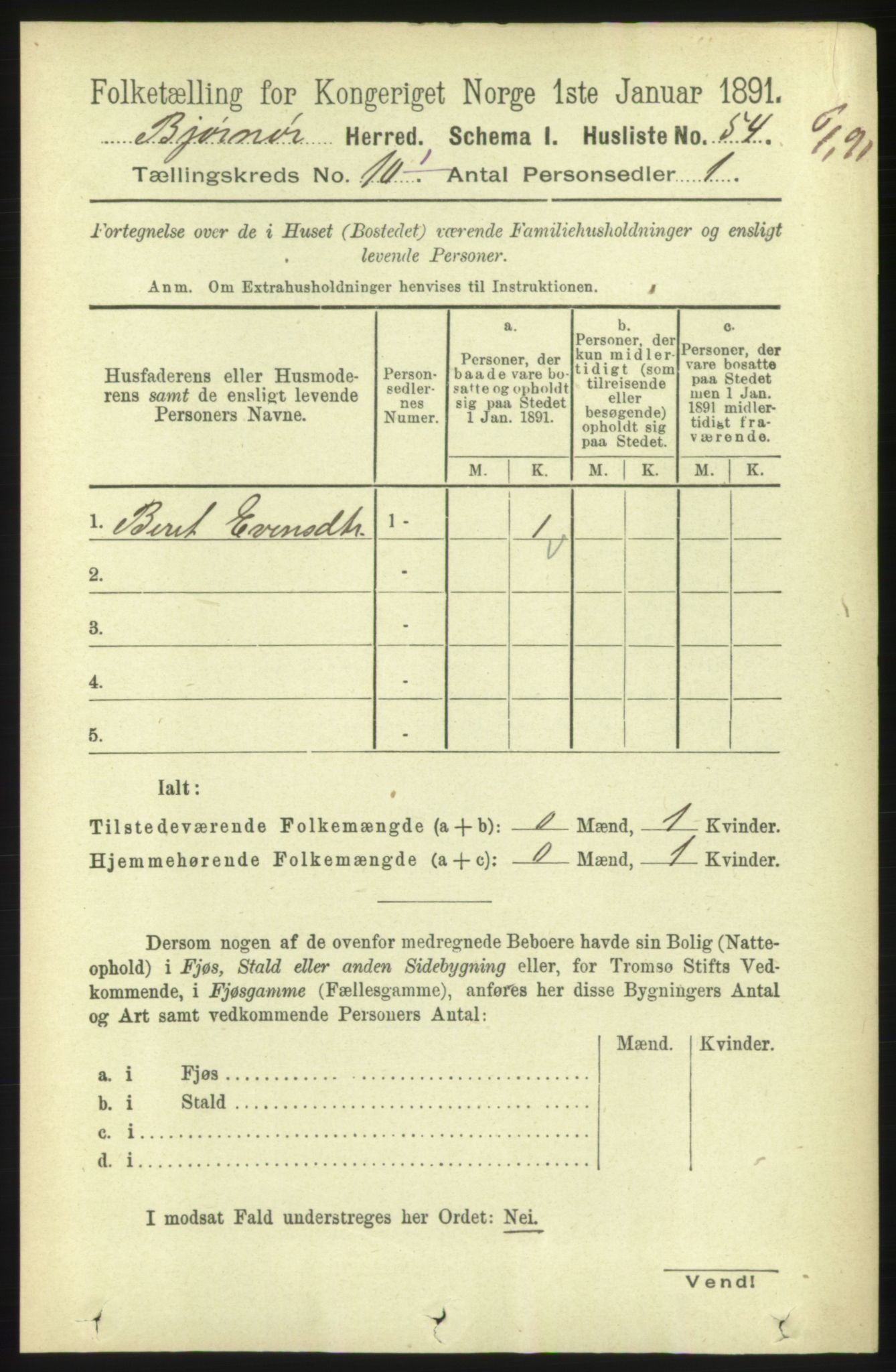 RA, 1891 census for 1632 Bjørnør, 1891, p. 4139