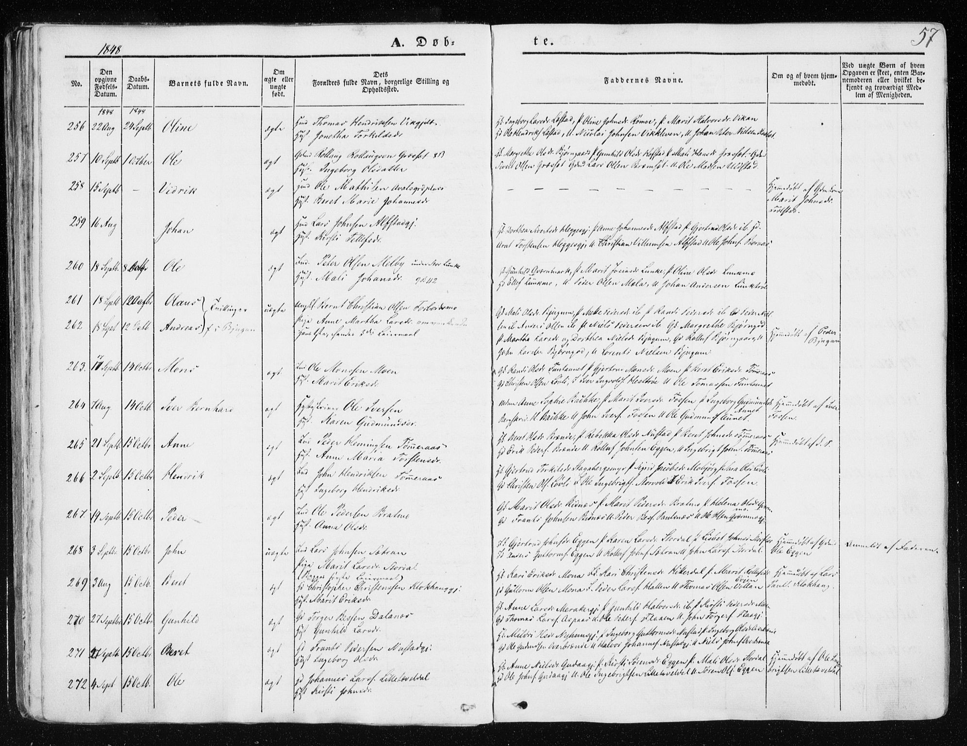 Ministerialprotokoller, klokkerbøker og fødselsregistre - Nord-Trøndelag, AV/SAT-A-1458/709/L0074: Parish register (official) no. 709A14, 1845-1858, p. 57