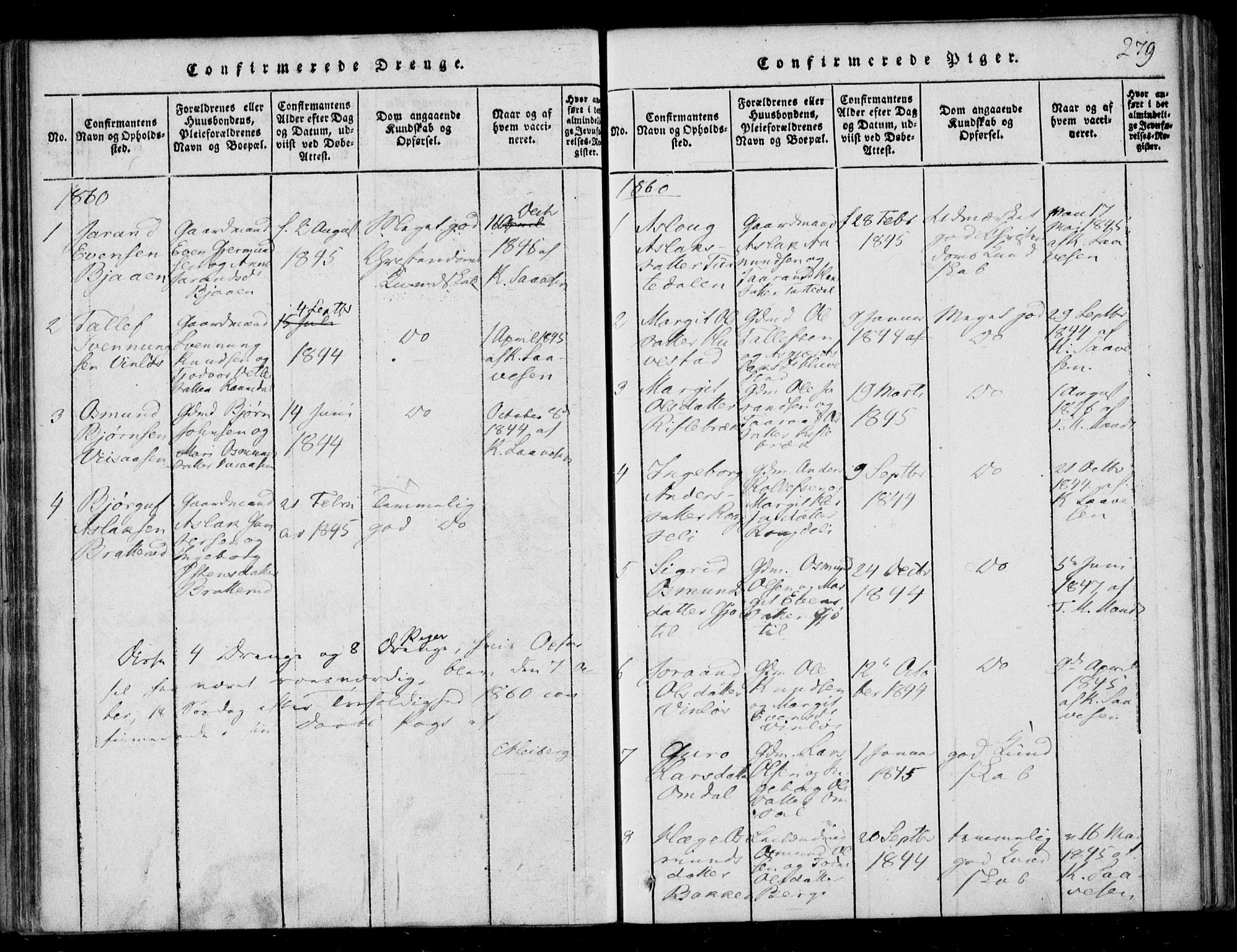 Lårdal kirkebøker, AV/SAKO-A-284/F/Fb/L0001: Parish register (official) no. II 1, 1815-1860, p. 279