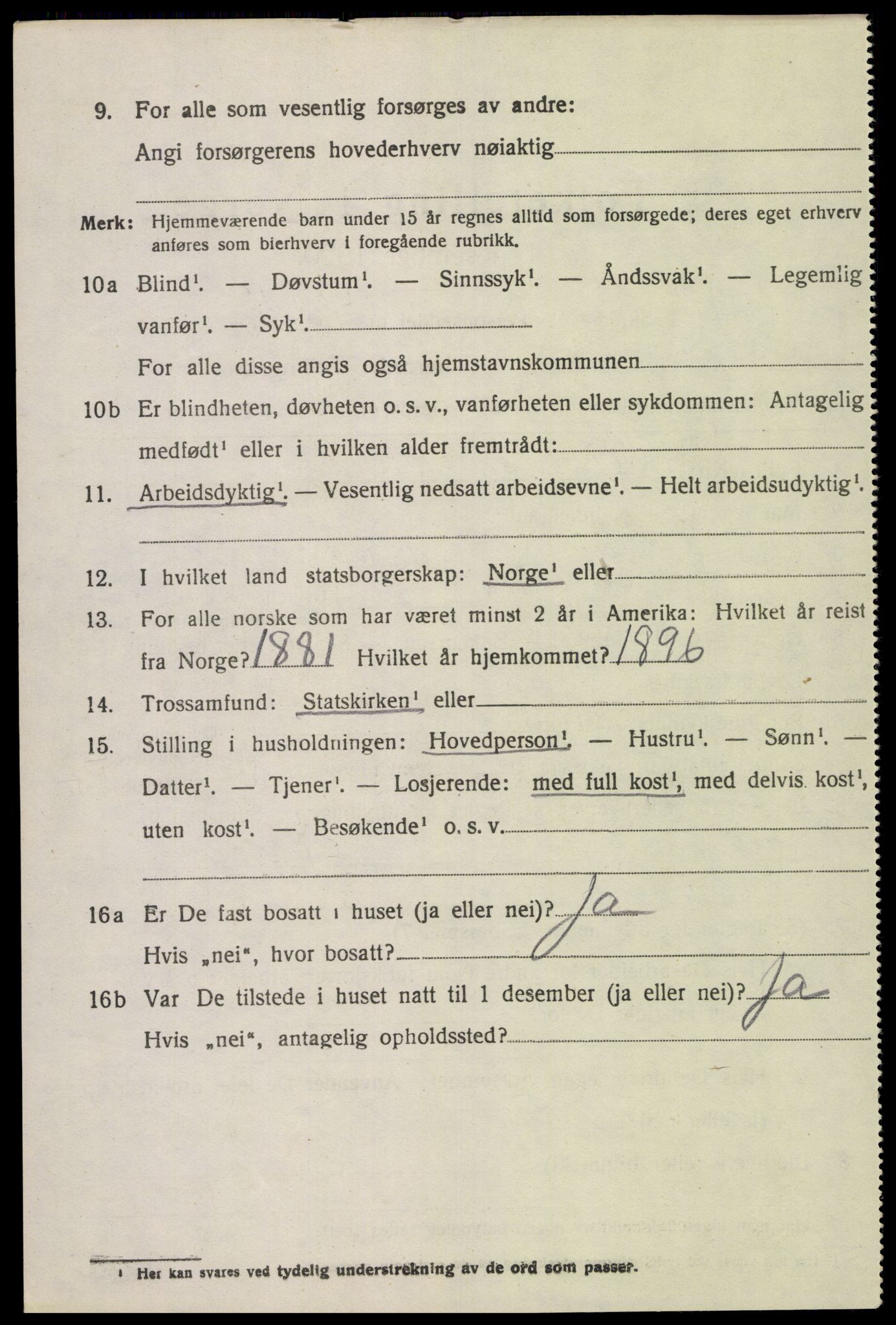 SAK, 1920 census for Feda, 1920, p. 926