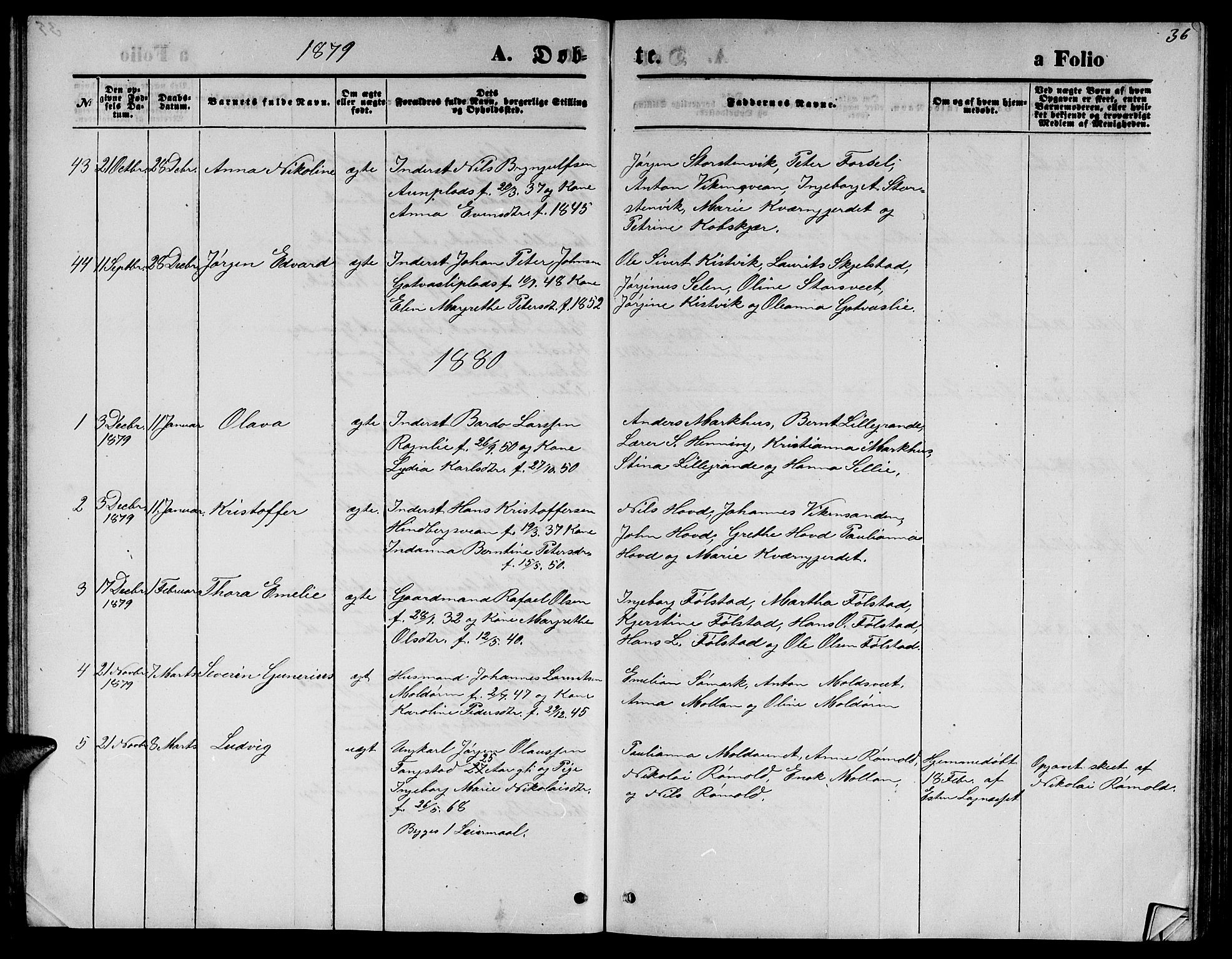 Ministerialprotokoller, klokkerbøker og fødselsregistre - Nord-Trøndelag, SAT/A-1458/744/L0422: Parish register (copy) no. 744C01, 1871-1885, p. 36