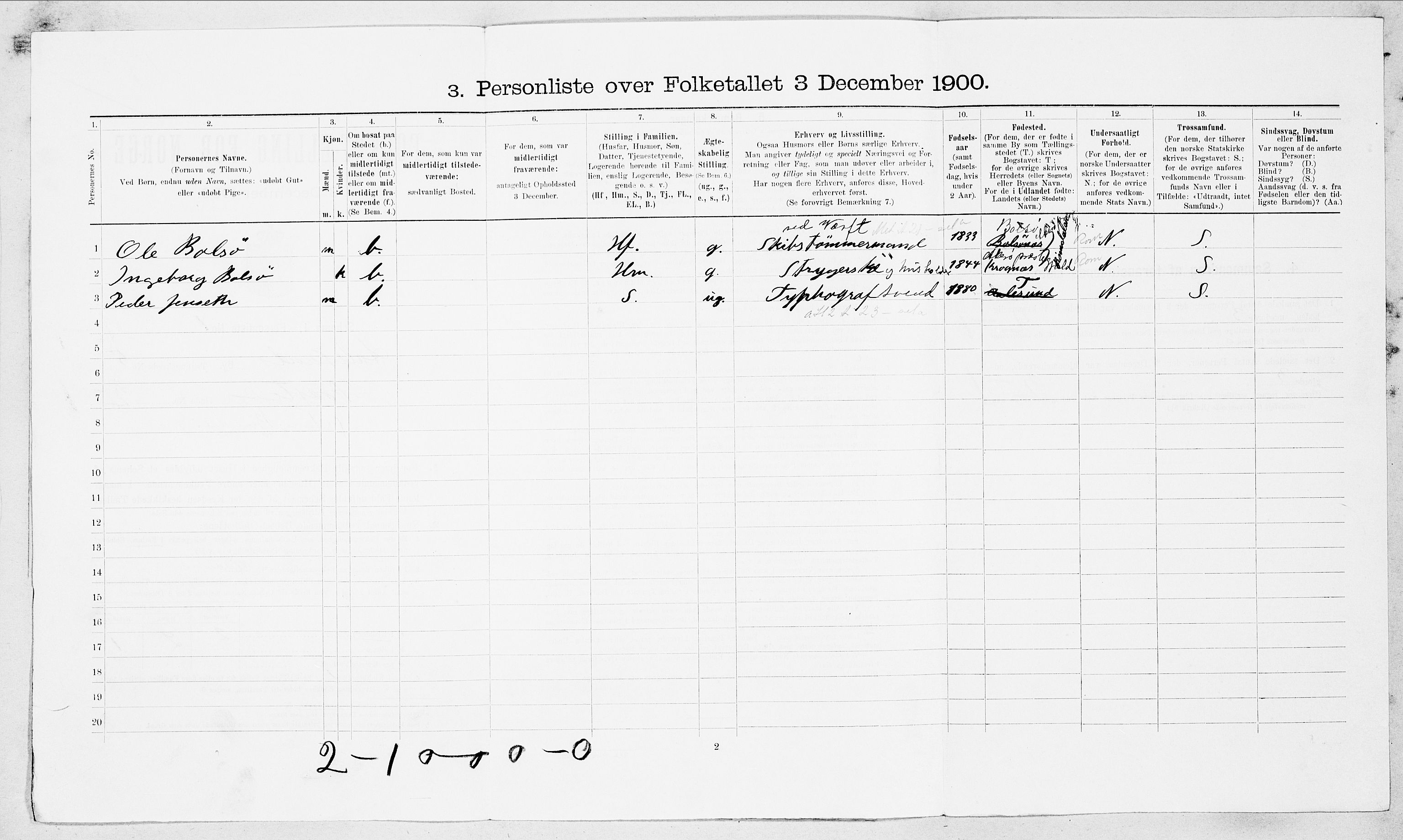 SAT, 1900 census for Ålesund, 1900, p. 1166