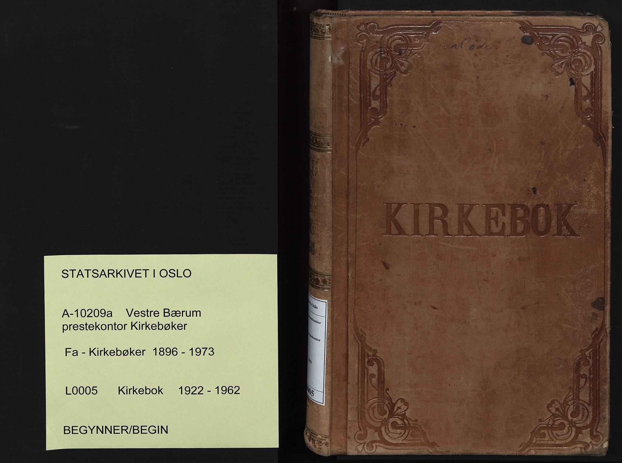 Vestre Bærum prestekontor Kirkebøker, AV/SAO-A-10209a/F/Fa/L0005: Parish register (official) no. 5, 1922-1962