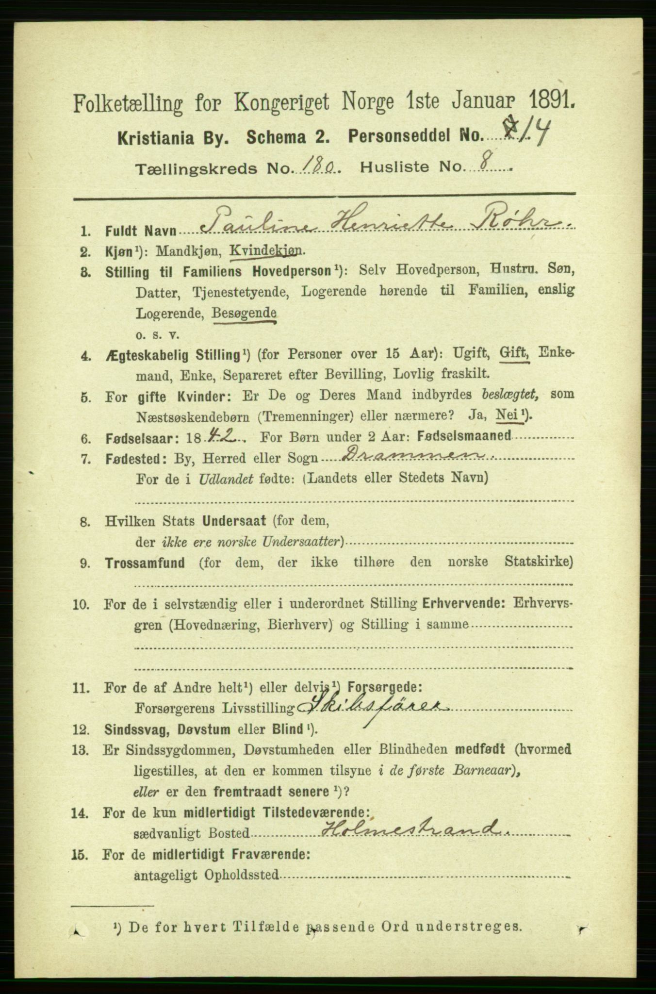 RA, 1891 census for 0301 Kristiania, 1891, p. 108367