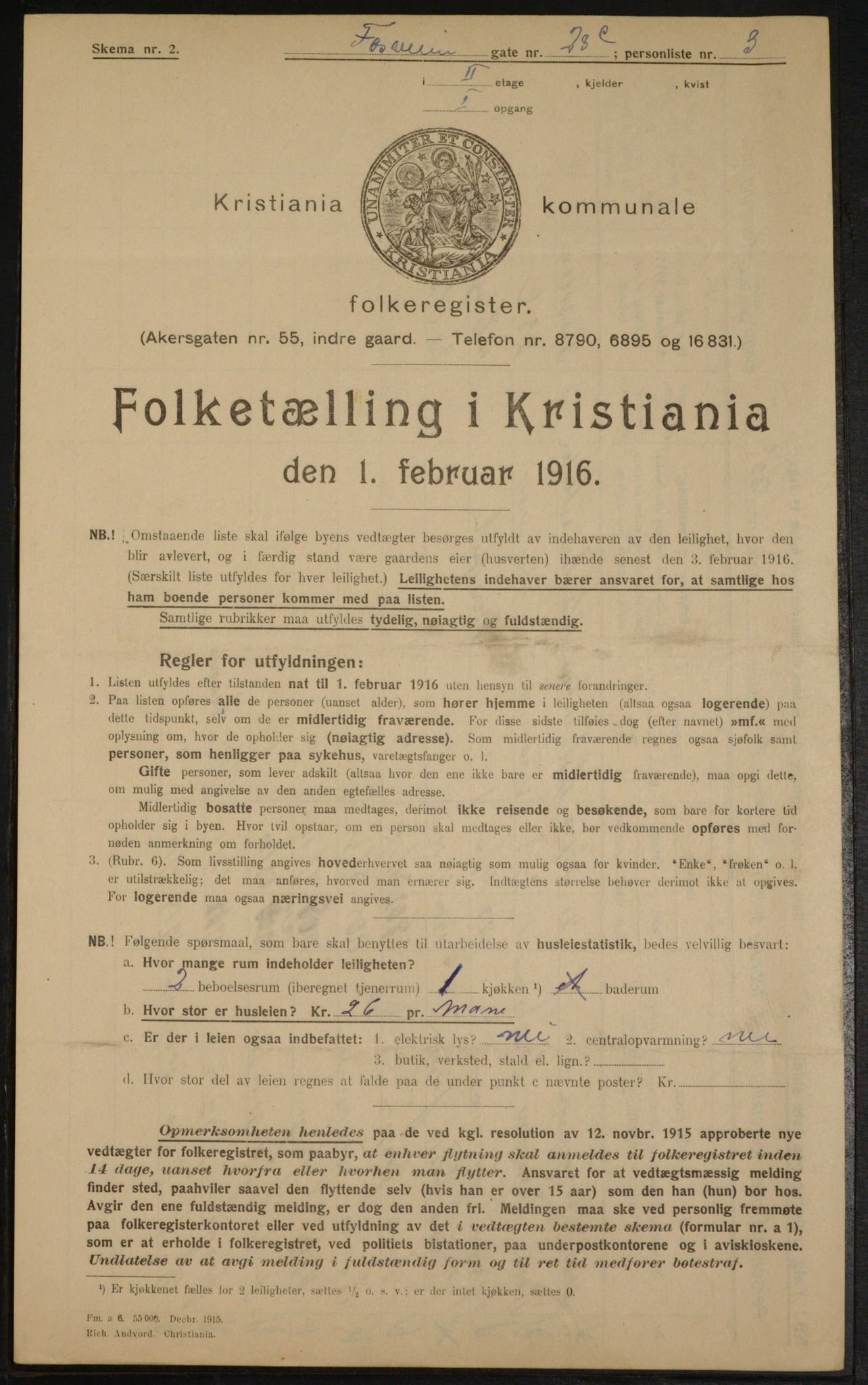 OBA, Municipal Census 1916 for Kristiania, 1916, p. 25681