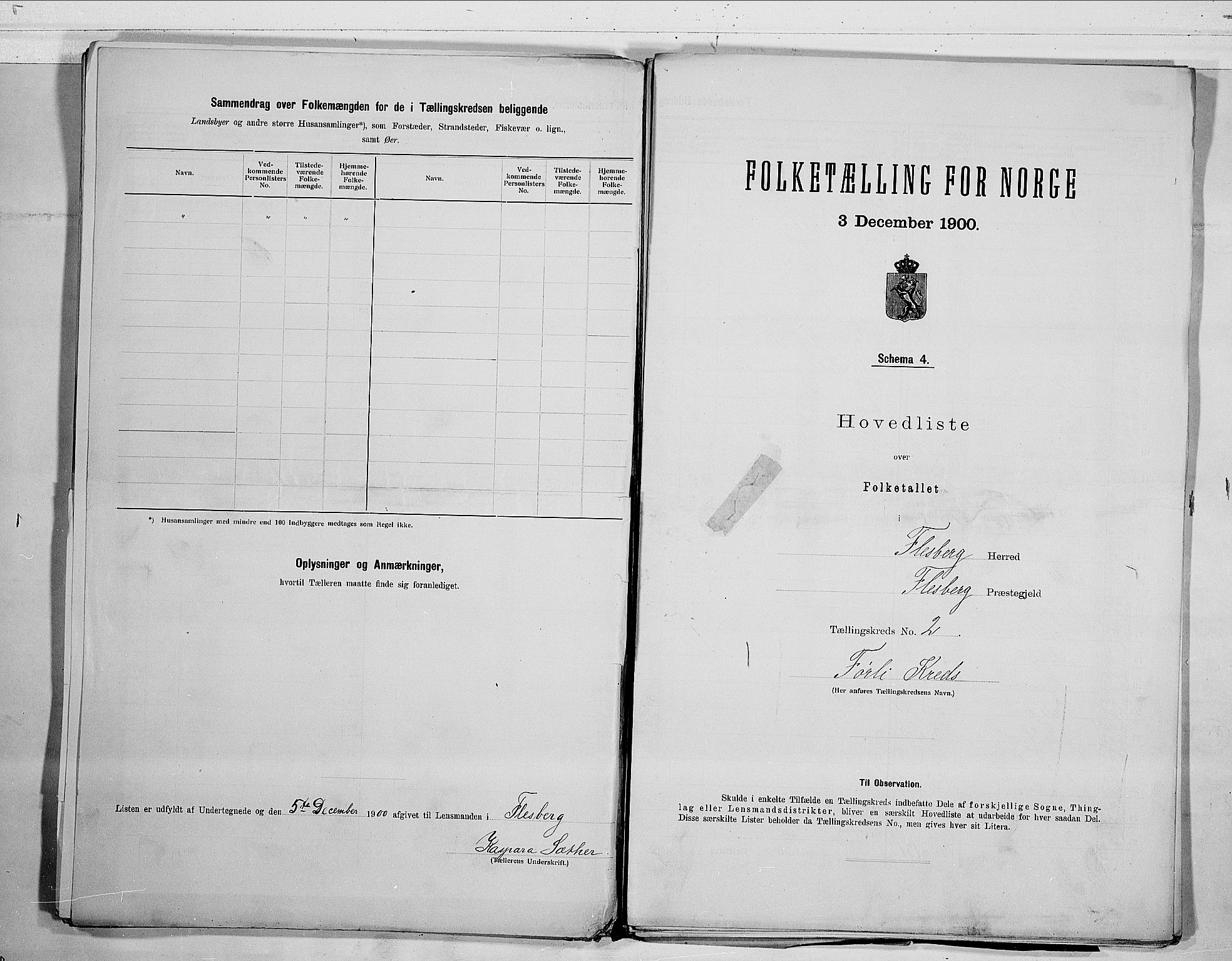 RA, 1900 census for Flesberg, 1900, p. 6