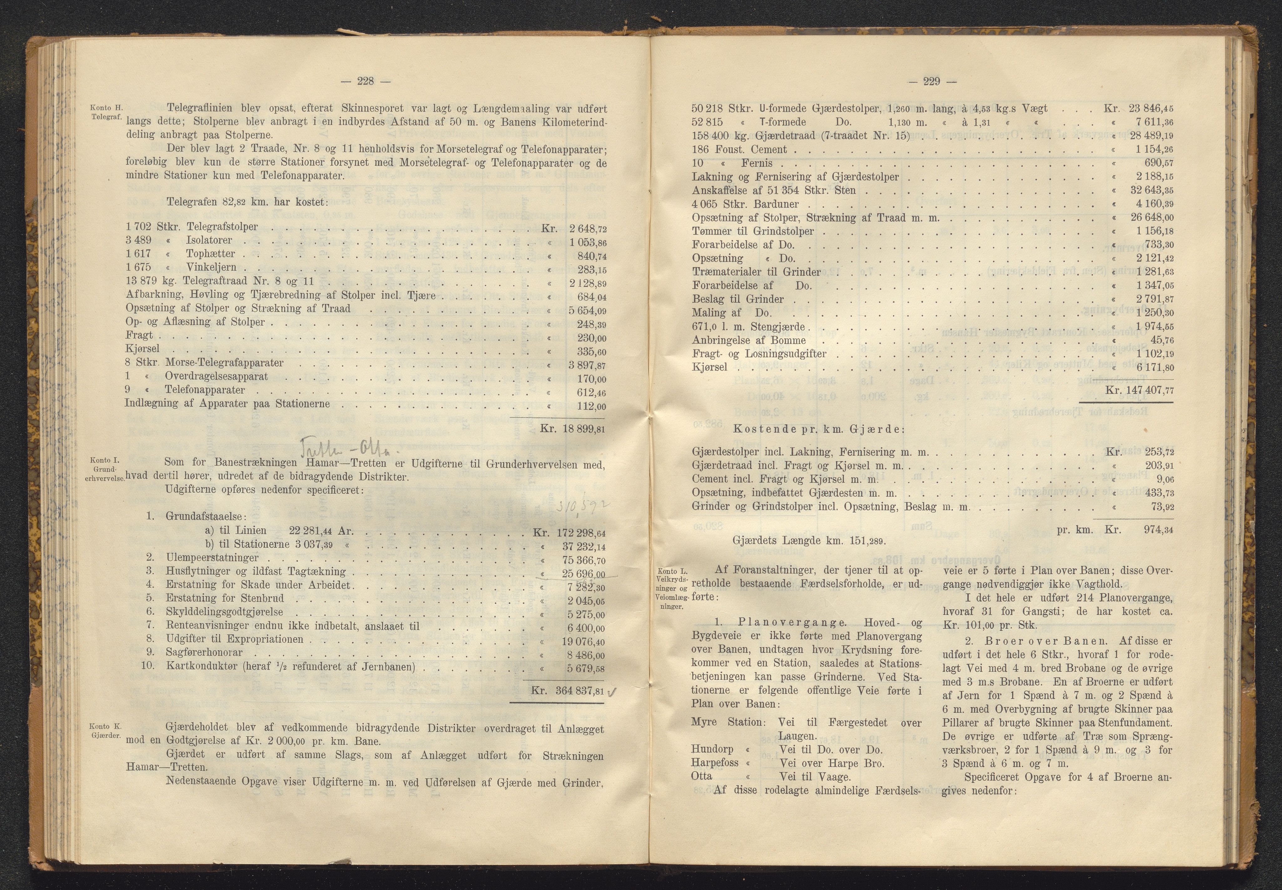 Norges Statsbaner Bibliotek (NSB), SAKO/A-355/E/Ea/L0162/0001: Jernbanedrift (656.2) / Avslutningsrapport for jernbaneanlegg Eidanger - Brevik / Hamar - Sel / Kristiansand - Byglandsfjord / Kongsvinger - Flisa, 1899