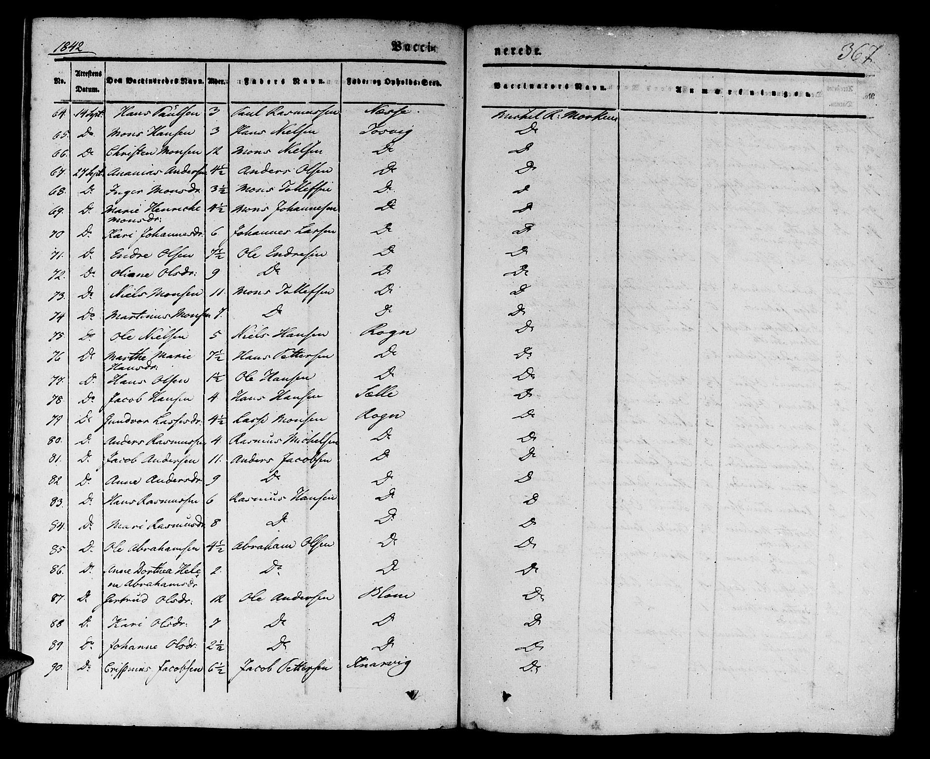 Manger sokneprestembete, AV/SAB-A-76801/H/Haa: Parish register (official) no. A 5, 1839-1848, p. 367