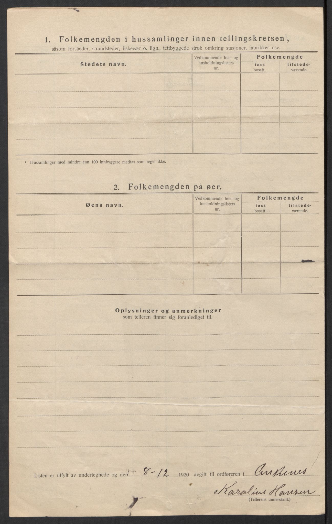 SAT, 1920 census for Ankenes, 1920, p. 48