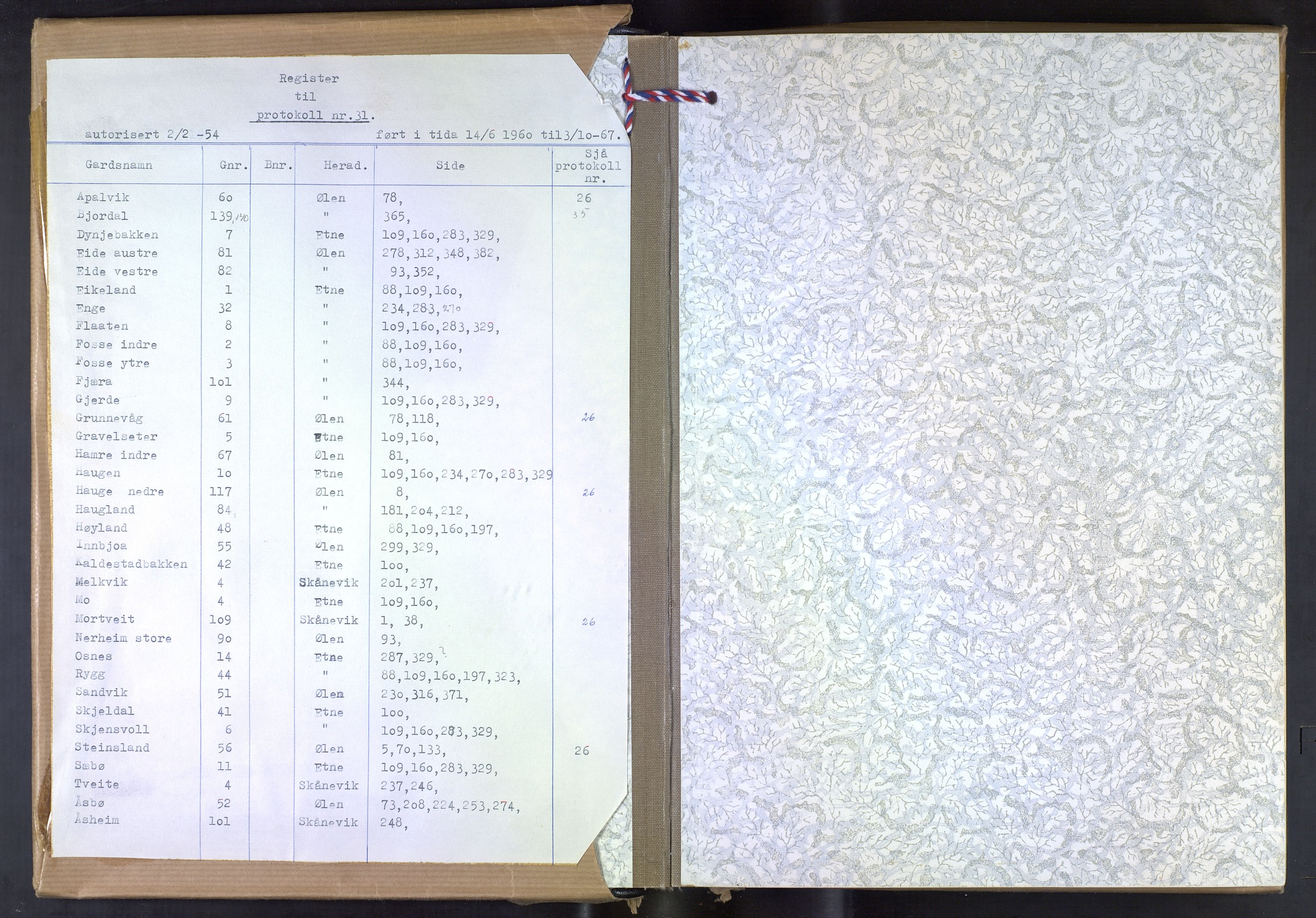 Hordaland jordskiftedøme - VII Indre Sunnhordland jordskiftedistrikt, AV/SAB-A-7401/A/Aa/L0031: Forhandlingsprotokoll, 1960-1967