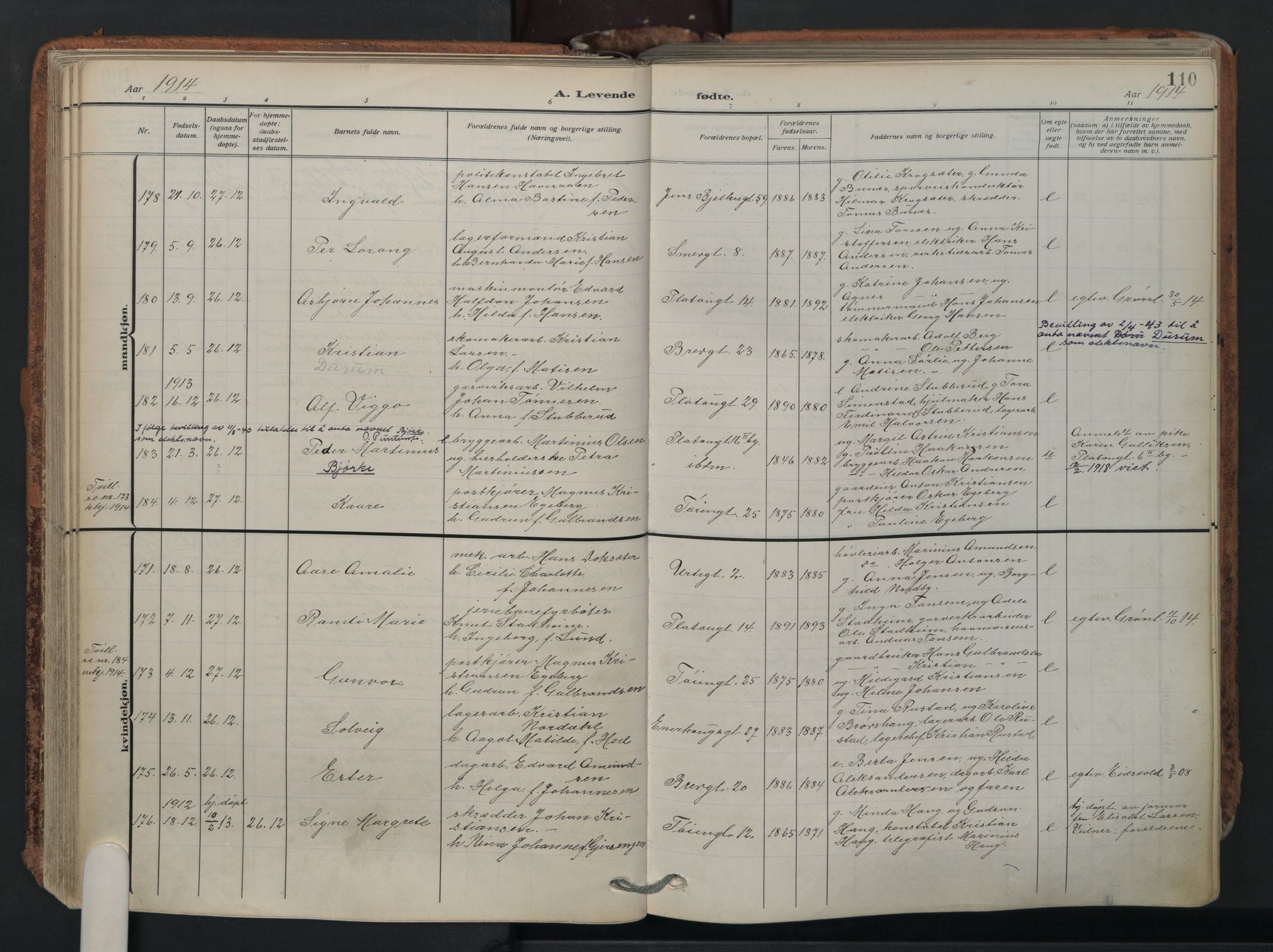 Grønland prestekontor Kirkebøker, SAO/A-10848/F/Fa/L0018: Parish register (official) no. 18, 1911-1945, p. 110