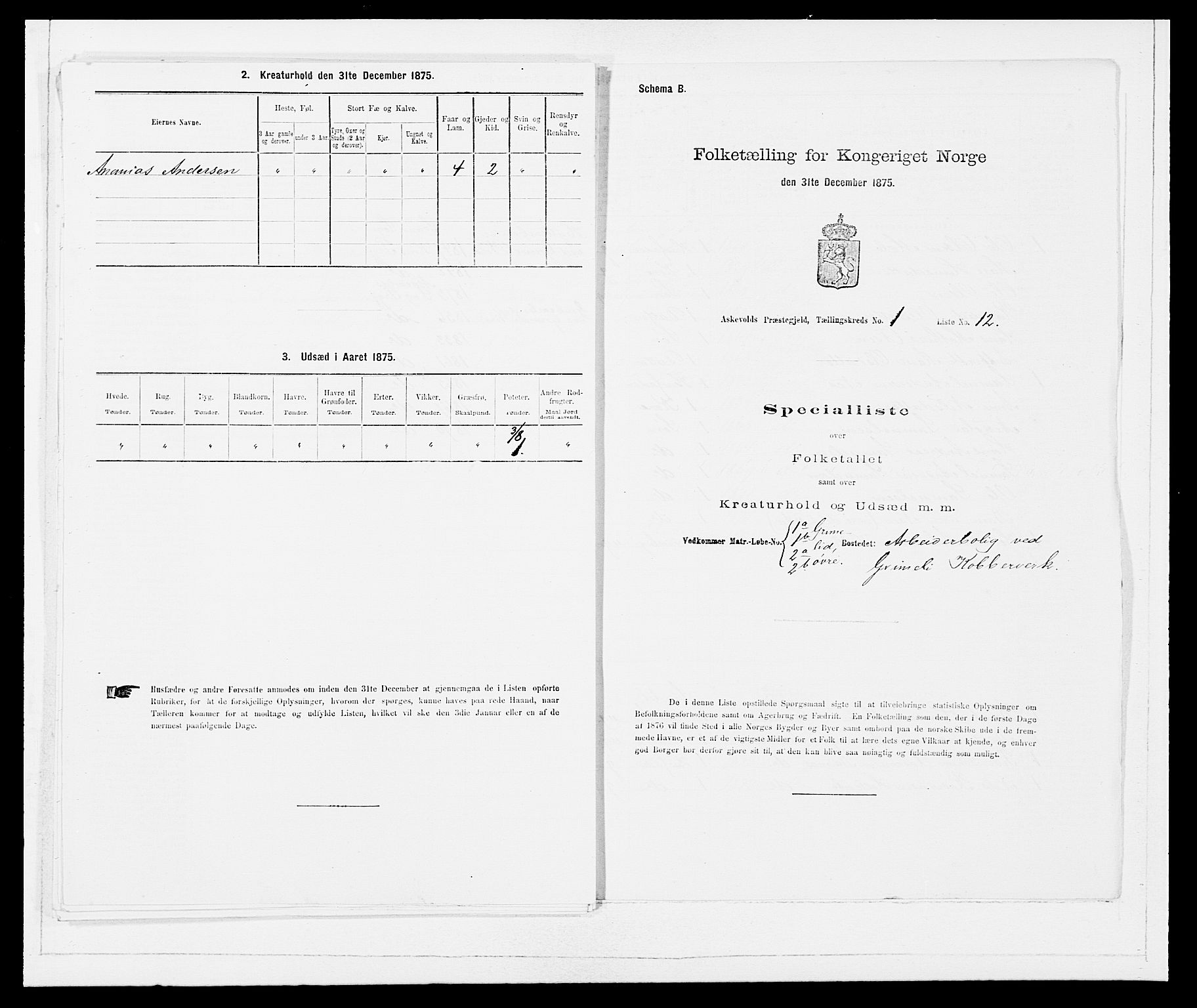 SAB, 1875 census for 1428P Askvoll, 1875, p. 63