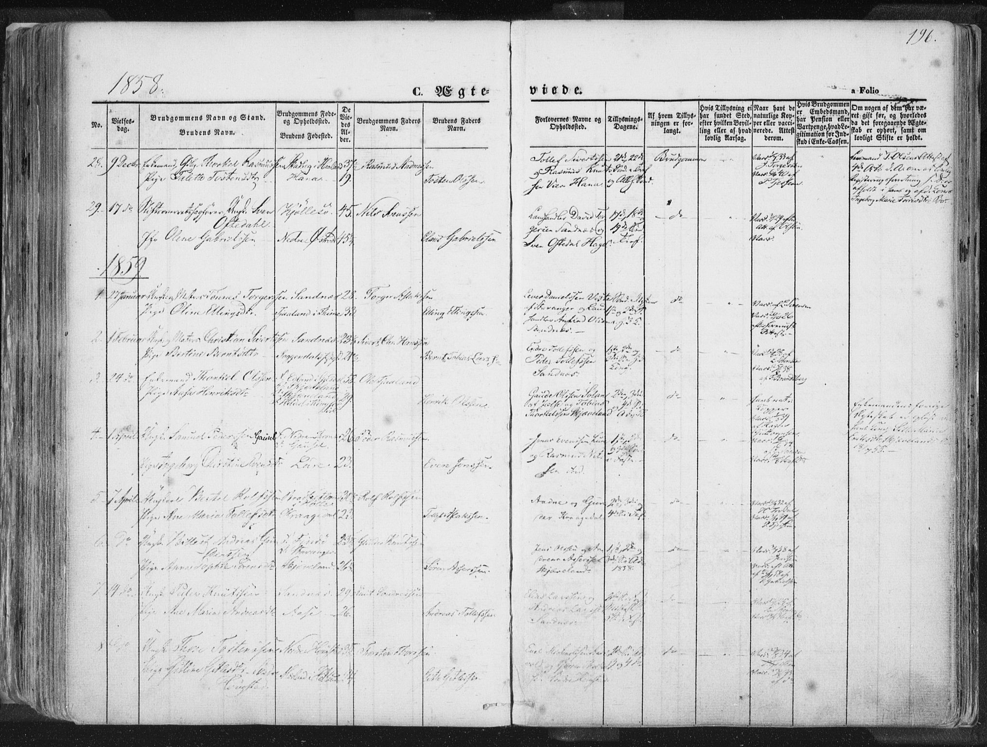 Høyland sokneprestkontor, SAST/A-101799/001/30BA/L0010: Parish register (official) no. A 9.1, 1857-1877, p. 196