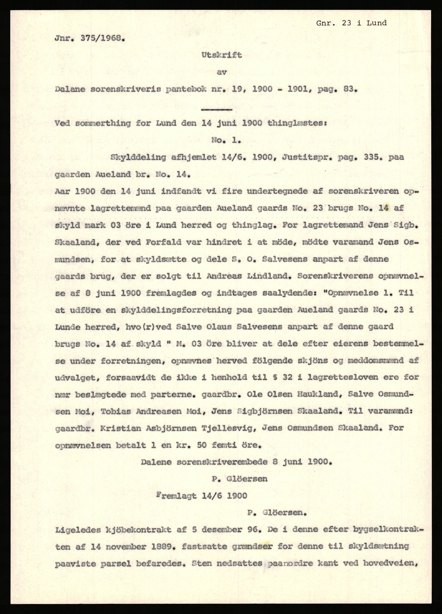 Statsarkivet i Stavanger, AV/SAST-A-101971/03/Y/Yj/L0003: Avskrifter sortert etter gårdsnavn: Askje - Auglend, 1750-1930, p. 381