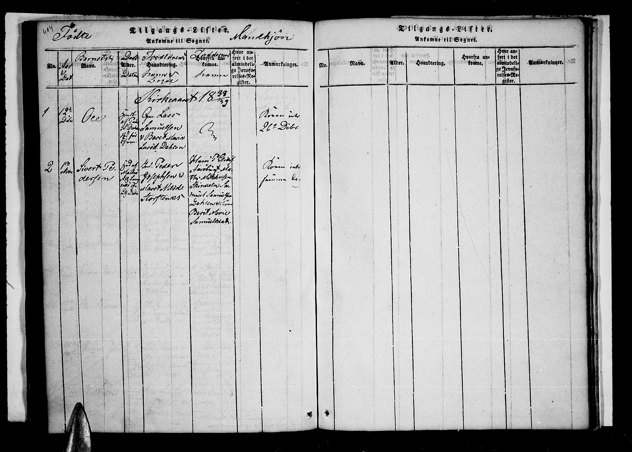 Lyngen sokneprestembete, AV/SATØ-S-1289/H/He/Hea/L0003kirke: Parish register (official) no. 3, 1822-1838, p. 604-605