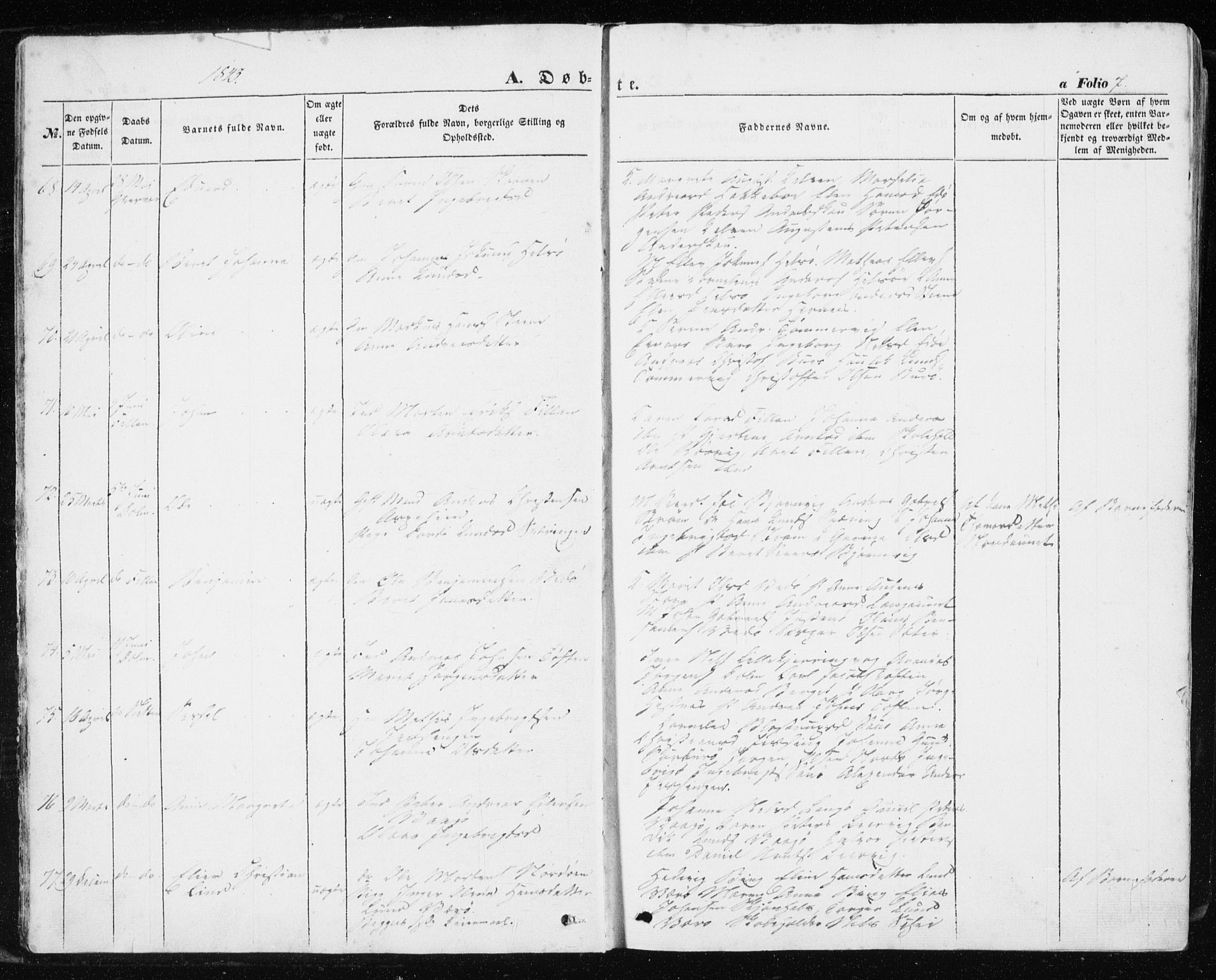 Ministerialprotokoller, klokkerbøker og fødselsregistre - Sør-Trøndelag, AV/SAT-A-1456/634/L0529: Parish register (official) no. 634A05, 1843-1851, p. 7