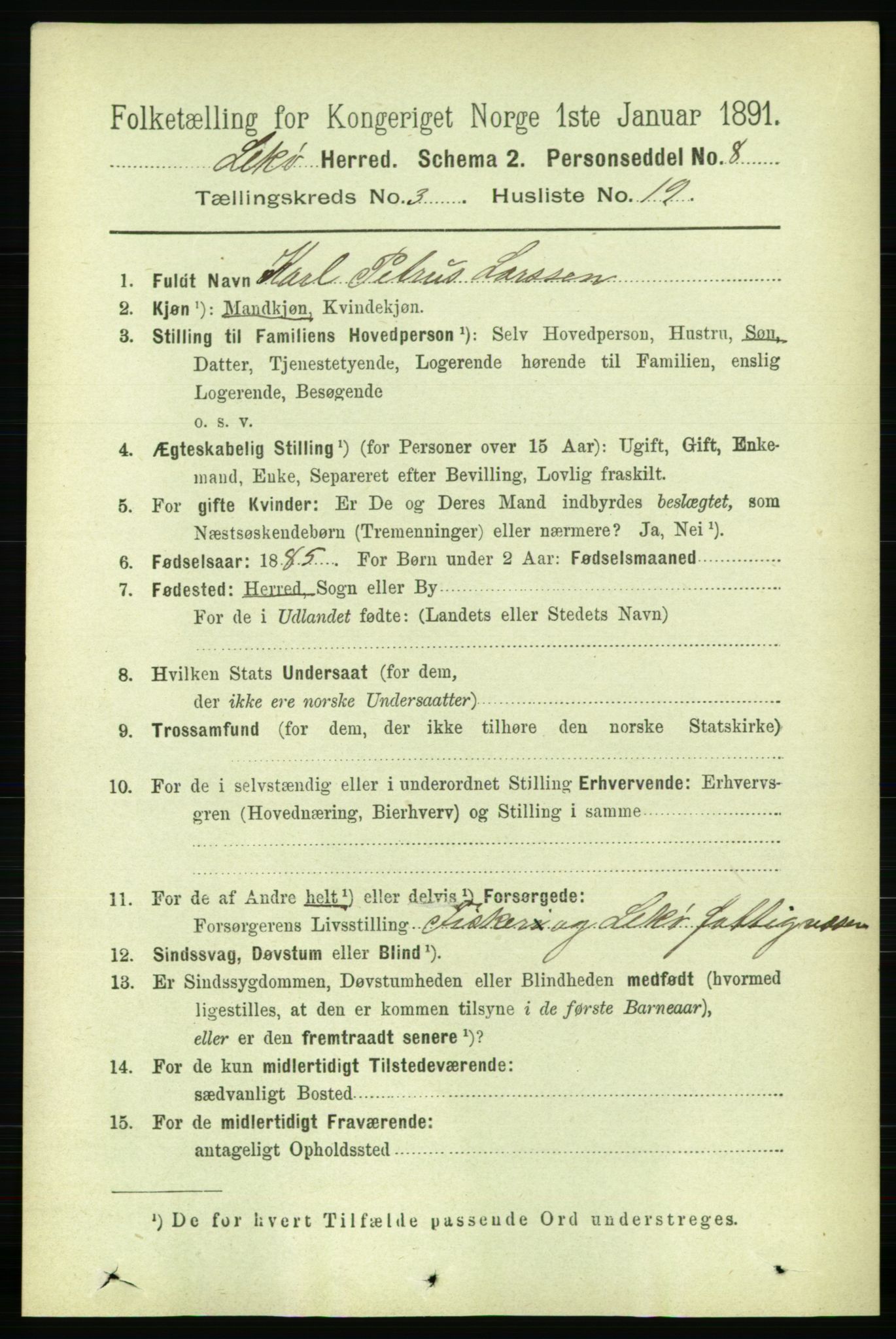 RA, 1891 census for 1755 Leka, 1891, p. 1527