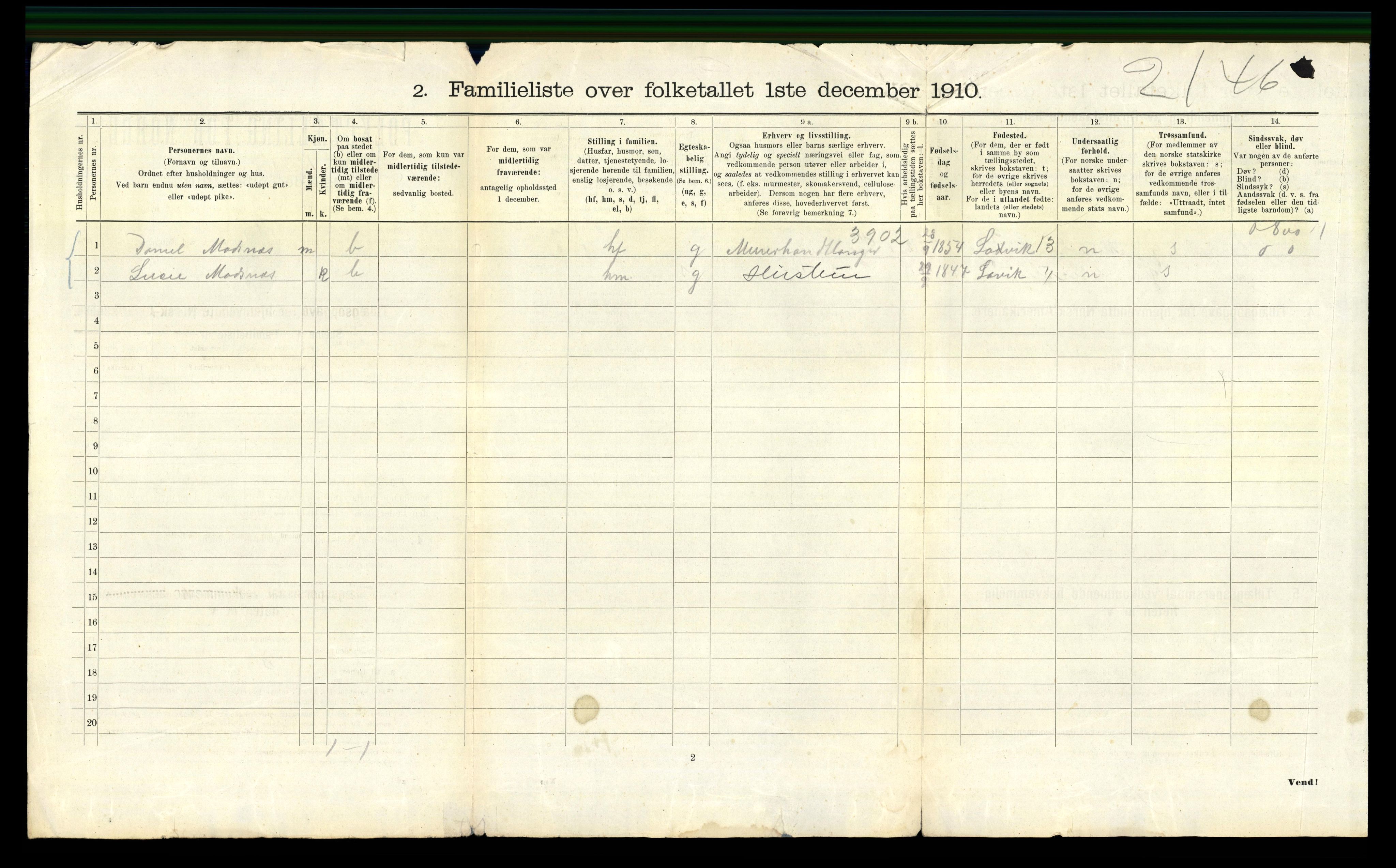 RA, 1910 census for Bergen, 1910, p. 25288