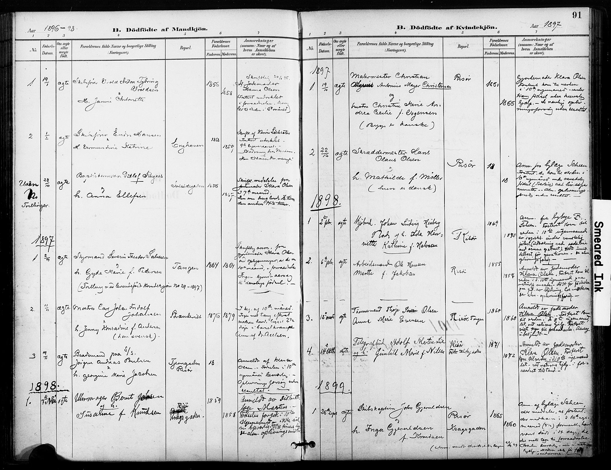 Risør sokneprestkontor, AV/SAK-1111-0035/F/Fa/L0010: Parish register (official) no. A 10, 1896-1906, p. 91