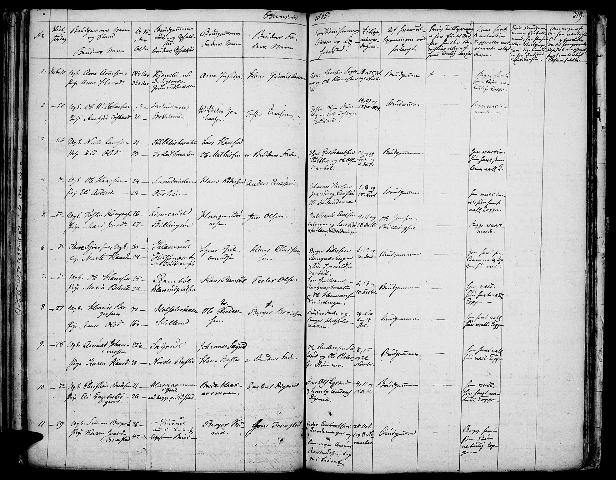 Vinger prestekontor, AV/SAH-PREST-024/H/Ha/Haa/L0007: Parish register (official) no. 7, 1826-1839, p. 319