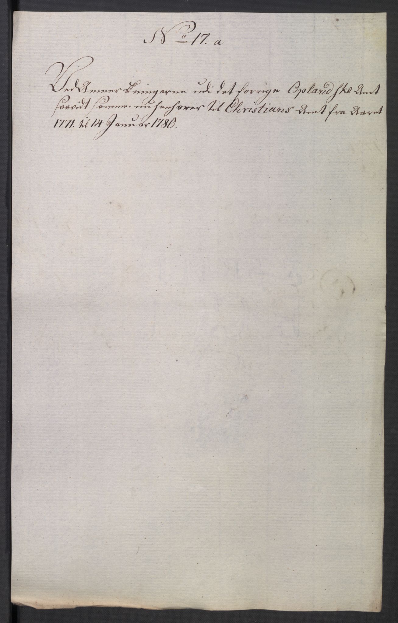 Rentekammeret inntil 1814, Reviderte regnskaper, Mindre regnskaper, AV/RA-EA-4068/Rb/L0014: Opplands amt, 1771-1779, p. 902