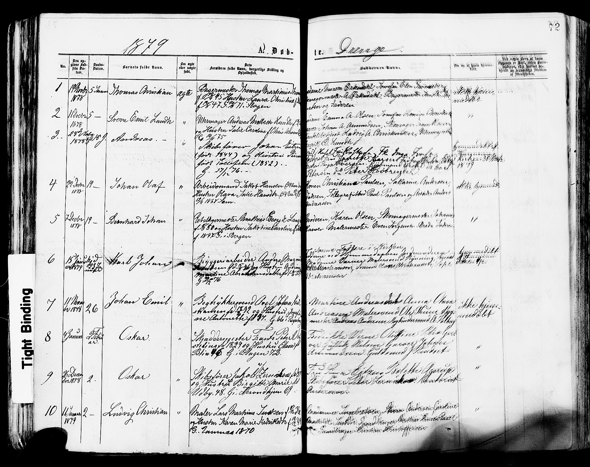Tønsberg kirkebøker, SAKO/A-330/F/Fa/L0010: Parish register (official) no. I 10, 1874-1880, p. 72