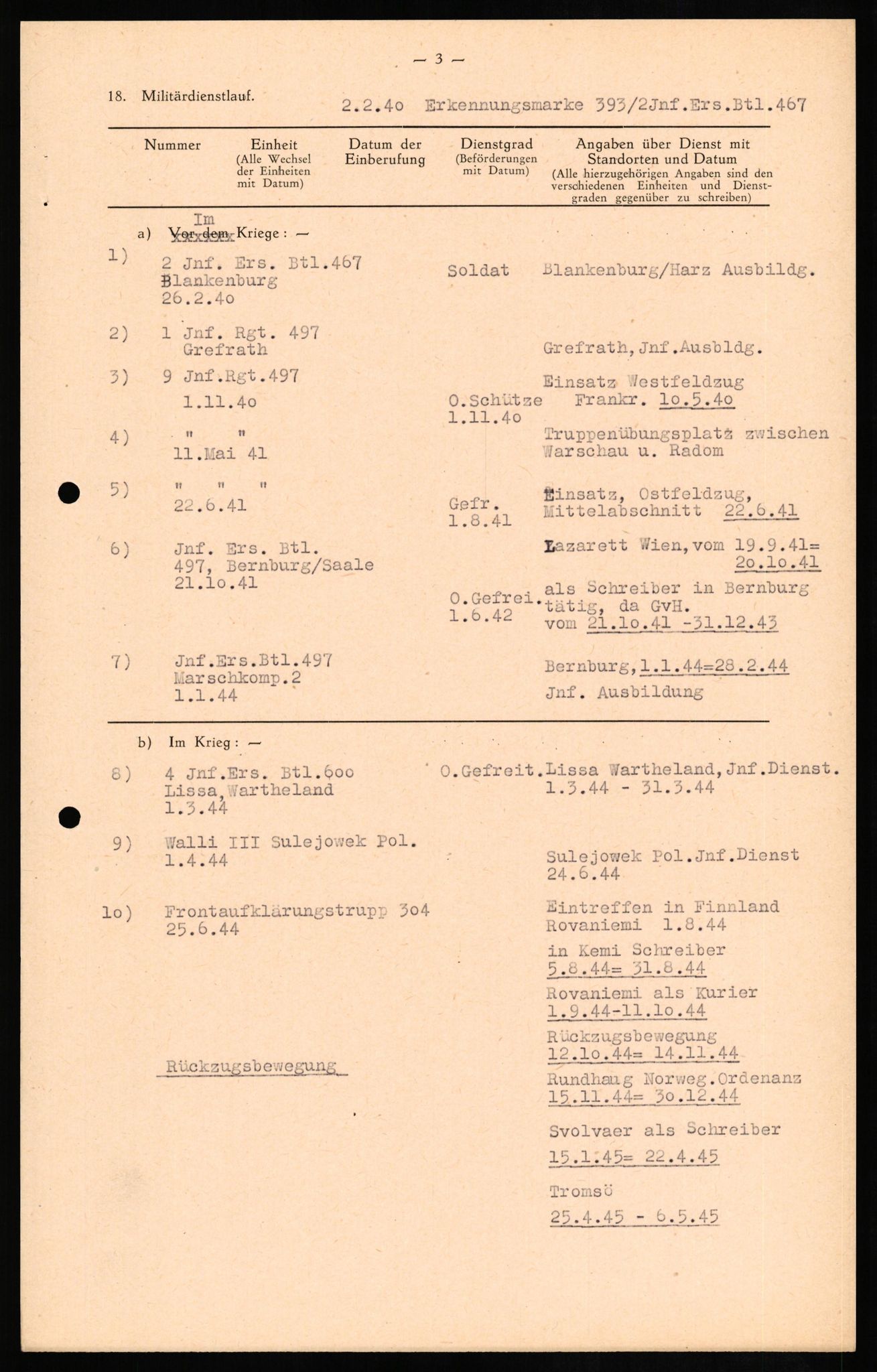 Forsvaret, Forsvarets overkommando II, AV/RA-RAFA-3915/D/Db/L0014: CI Questionaires. Tyske okkupasjonsstyrker i Norge. Tyskere., 1945-1946, p. 33