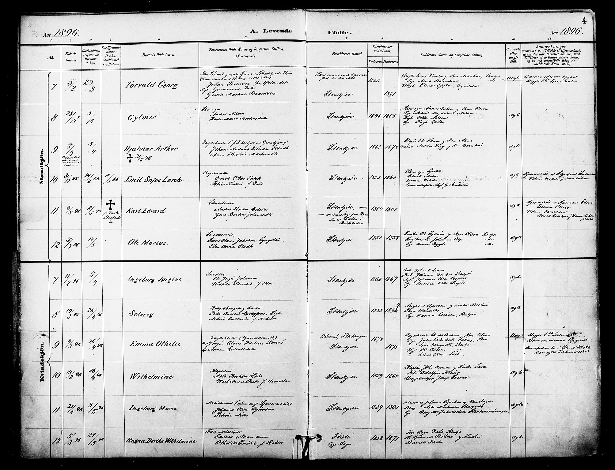 Ministerialprotokoller, klokkerbøker og fødselsregistre - Nord-Trøndelag, SAT/A-1458/739/L0372: Parish register (official) no. 739A04, 1895-1903, p. 4