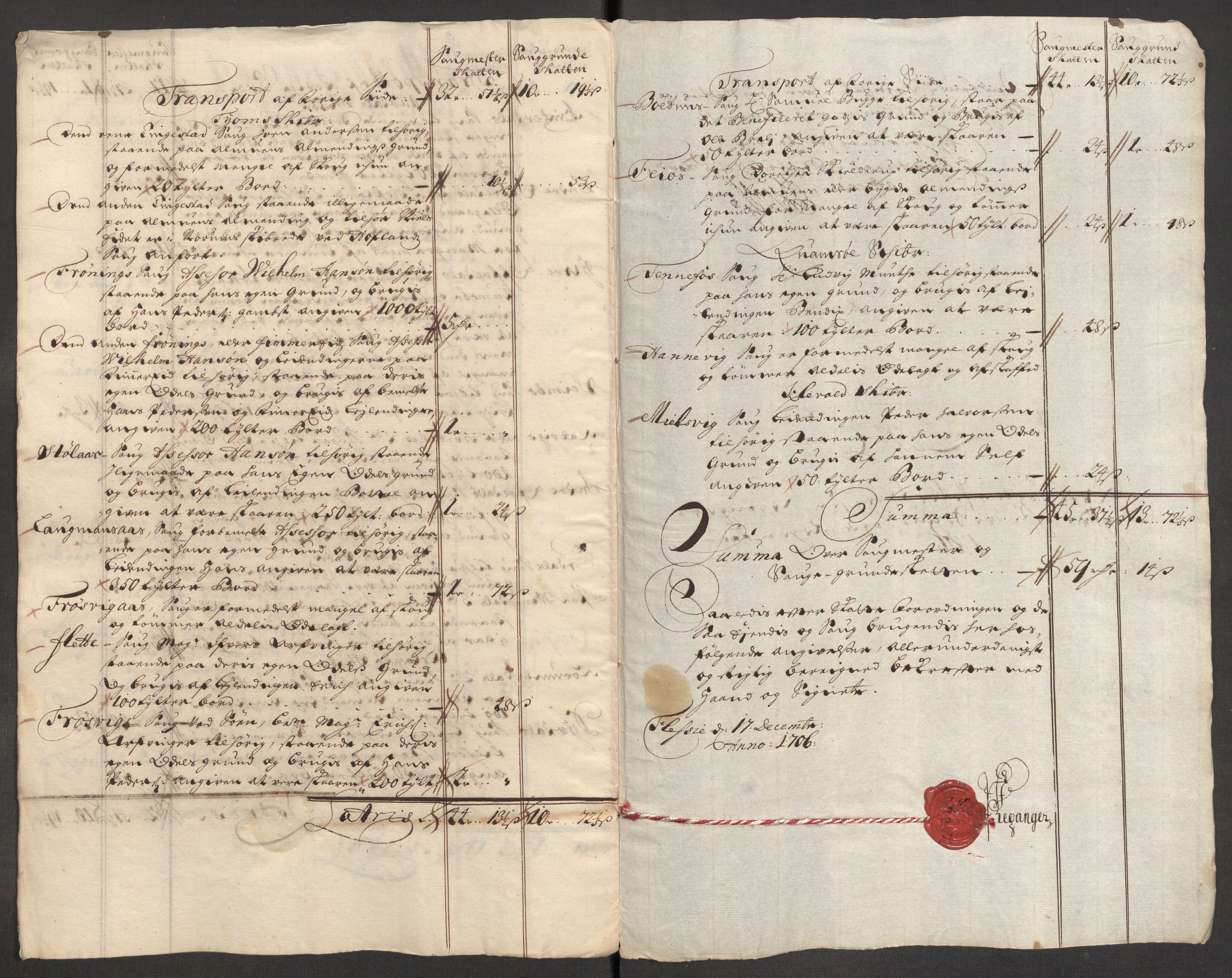 Rentekammeret inntil 1814, Reviderte regnskaper, Fogderegnskap, RA/EA-4092/R52/L3314: Fogderegnskap Sogn, 1705-1707, p. 349