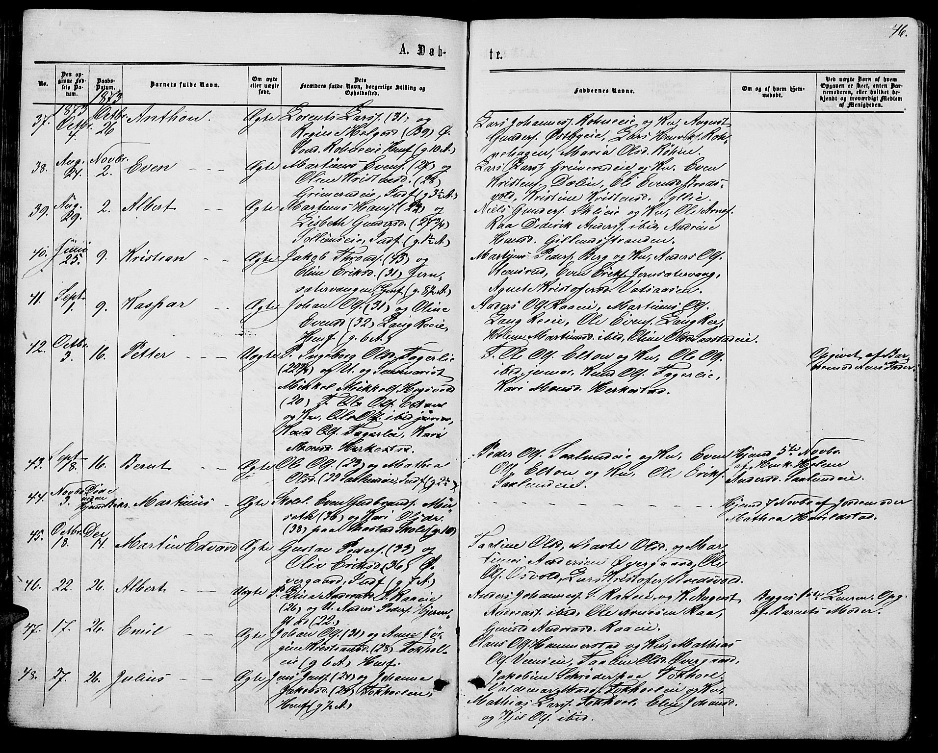 Stange prestekontor, AV/SAH-PREST-002/L/L0006: Parish register (copy) no. 6, 1864-1882, p. 46