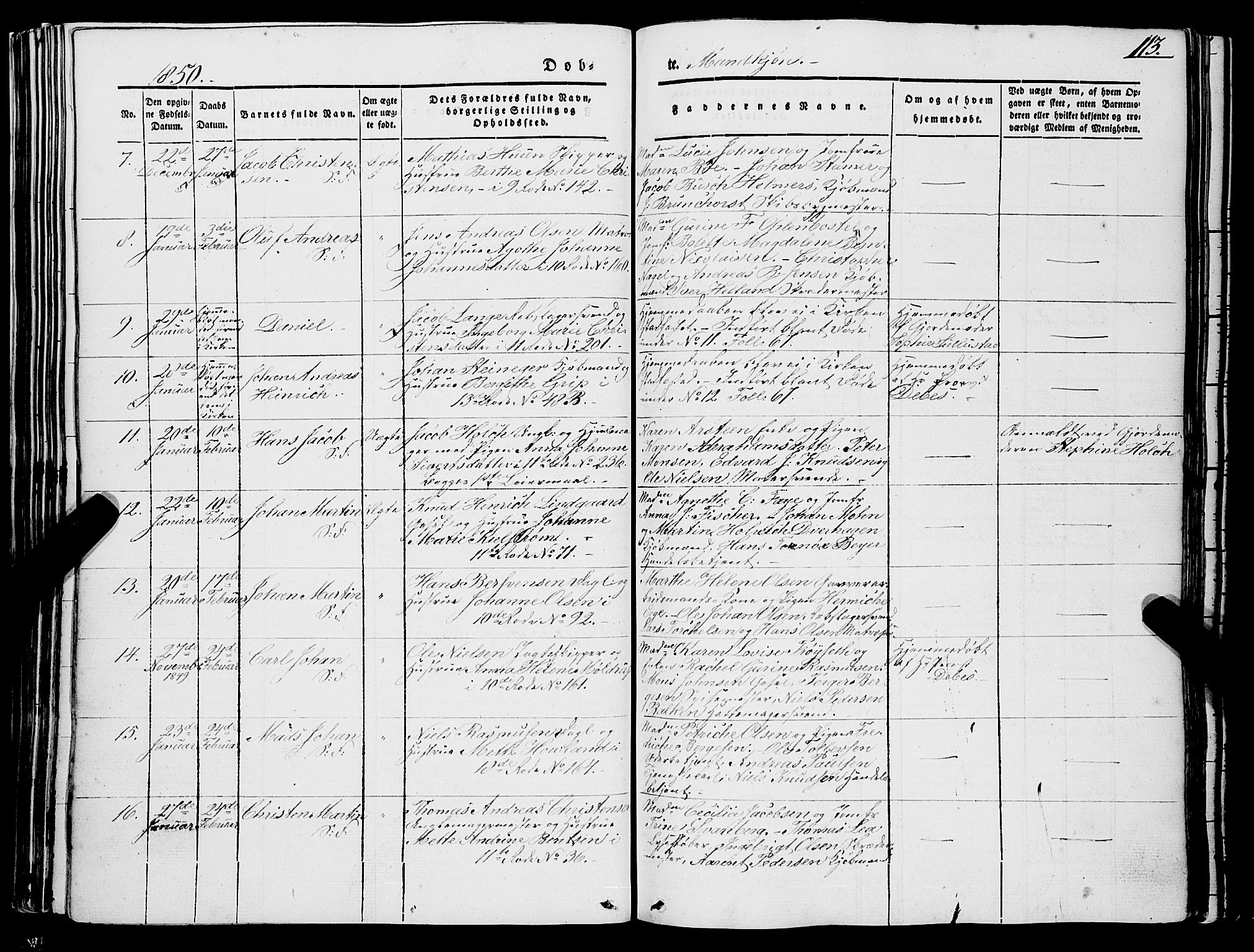 Domkirken sokneprestembete, AV/SAB-A-74801/H/Haa/L0019: Parish register (official) no. B 2, 1841-1851, p. 113