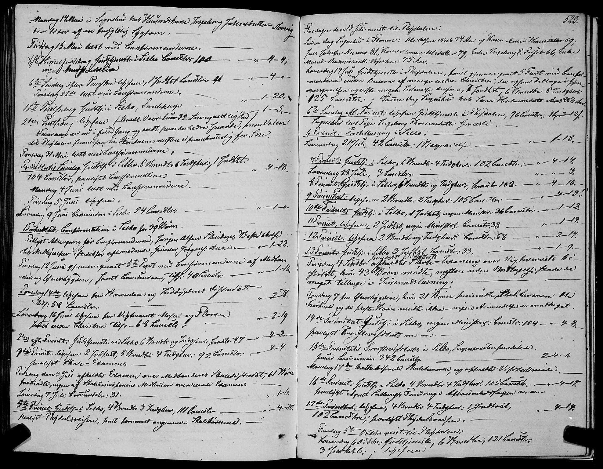 Ministerialprotokoller, klokkerbøker og fødselsregistre - Sør-Trøndelag, SAT/A-1456/695/L1145: Parish register (official) no. 695A06 /1, 1843-1859, p. 523