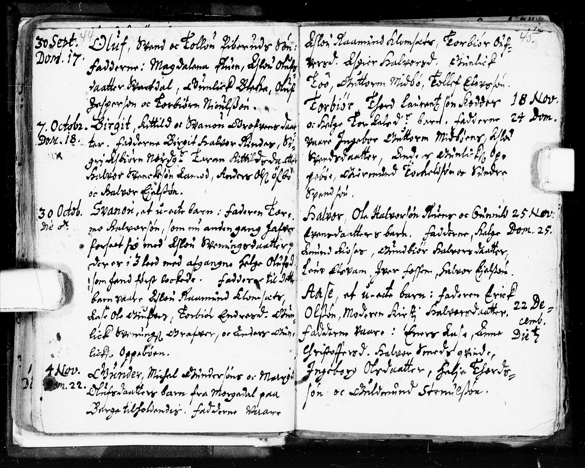 Seljord kirkebøker, SAKO/A-20/F/Fa/L0002: Parish register (official) no. I 2, 1689-1713, p. 44-45
