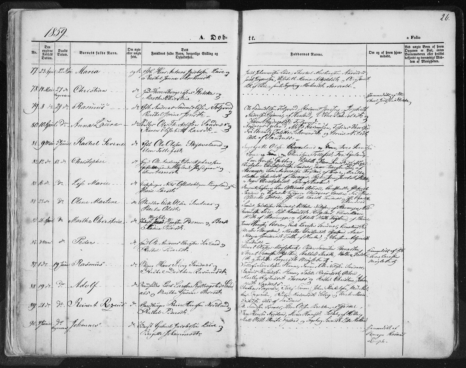 Høyland sokneprestkontor, SAST/A-101799/001/30BA/L0010: Parish register (official) no. A 9.1, 1857-1877, p. 26