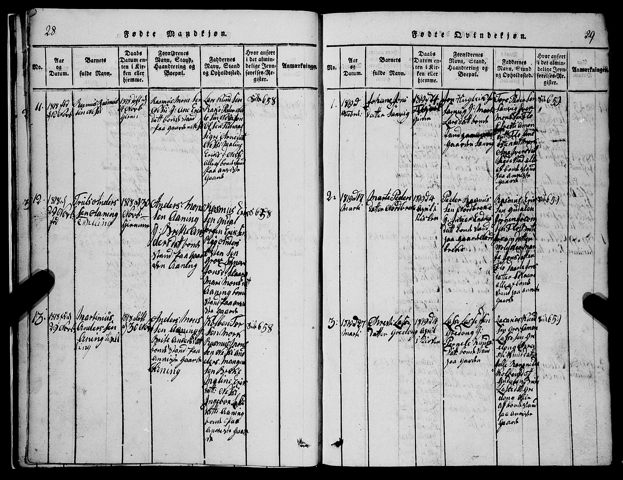 Stryn Sokneprestembete, SAB/A-82501: Parish register (copy) no. C 1, 1801-1845, p. 28-29