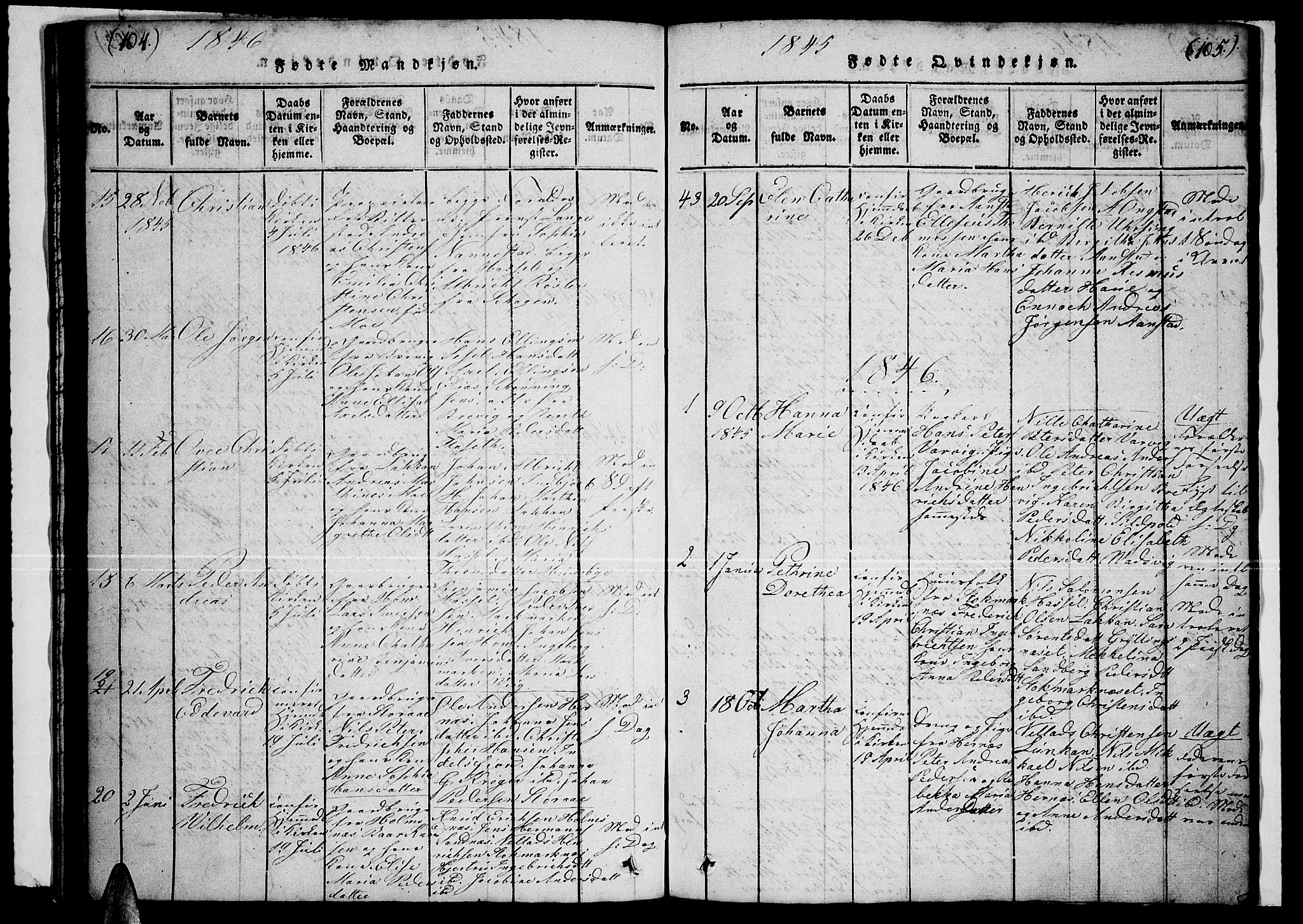 Ministerialprotokoller, klokkerbøker og fødselsregistre - Nordland, AV/SAT-A-1459/888/L1263: Parish register (copy) no. 888C02 /1, 1820-1850, p. 104-105